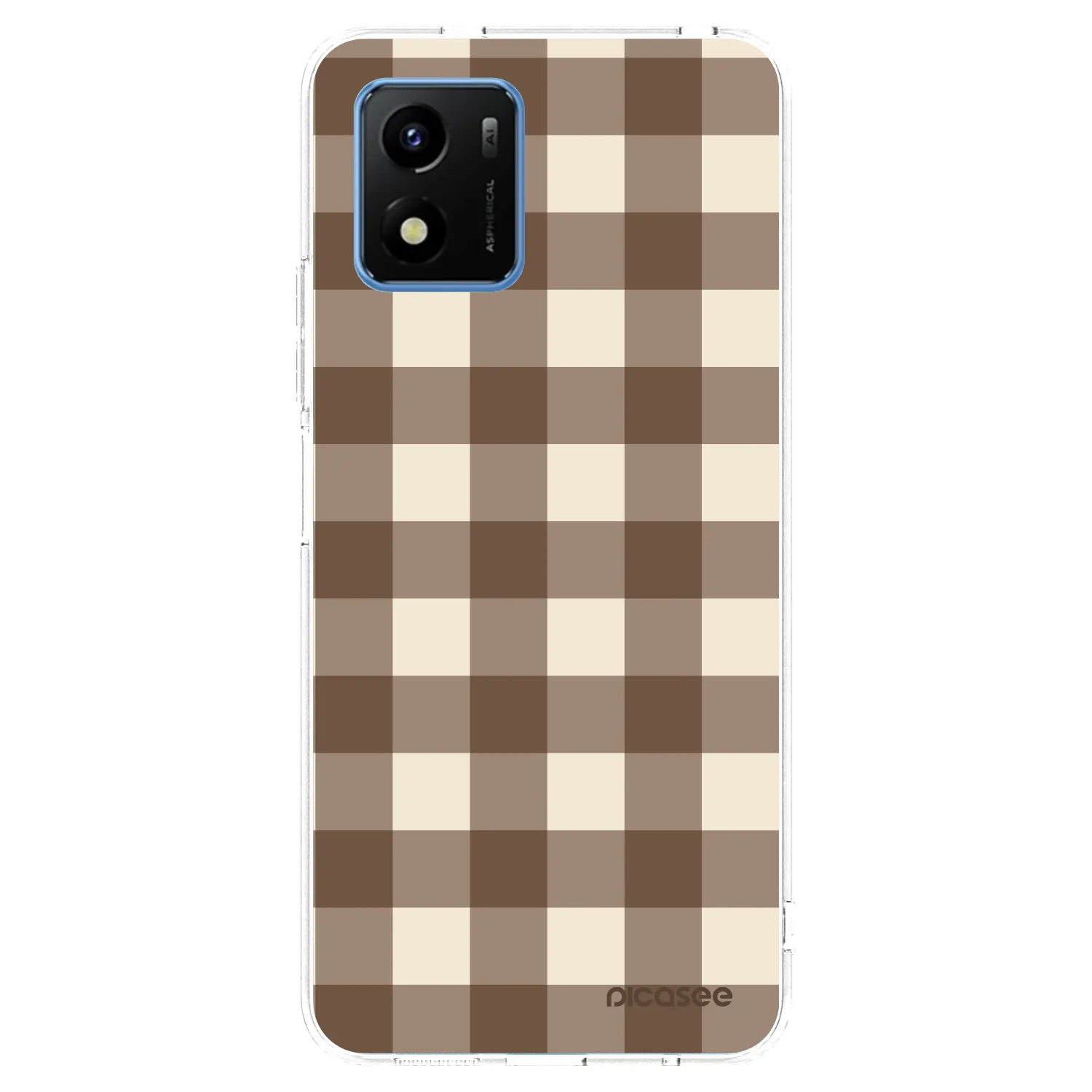 Picasee silikonowe przeźroczyste etui na Vivo Y01 - Brown grid