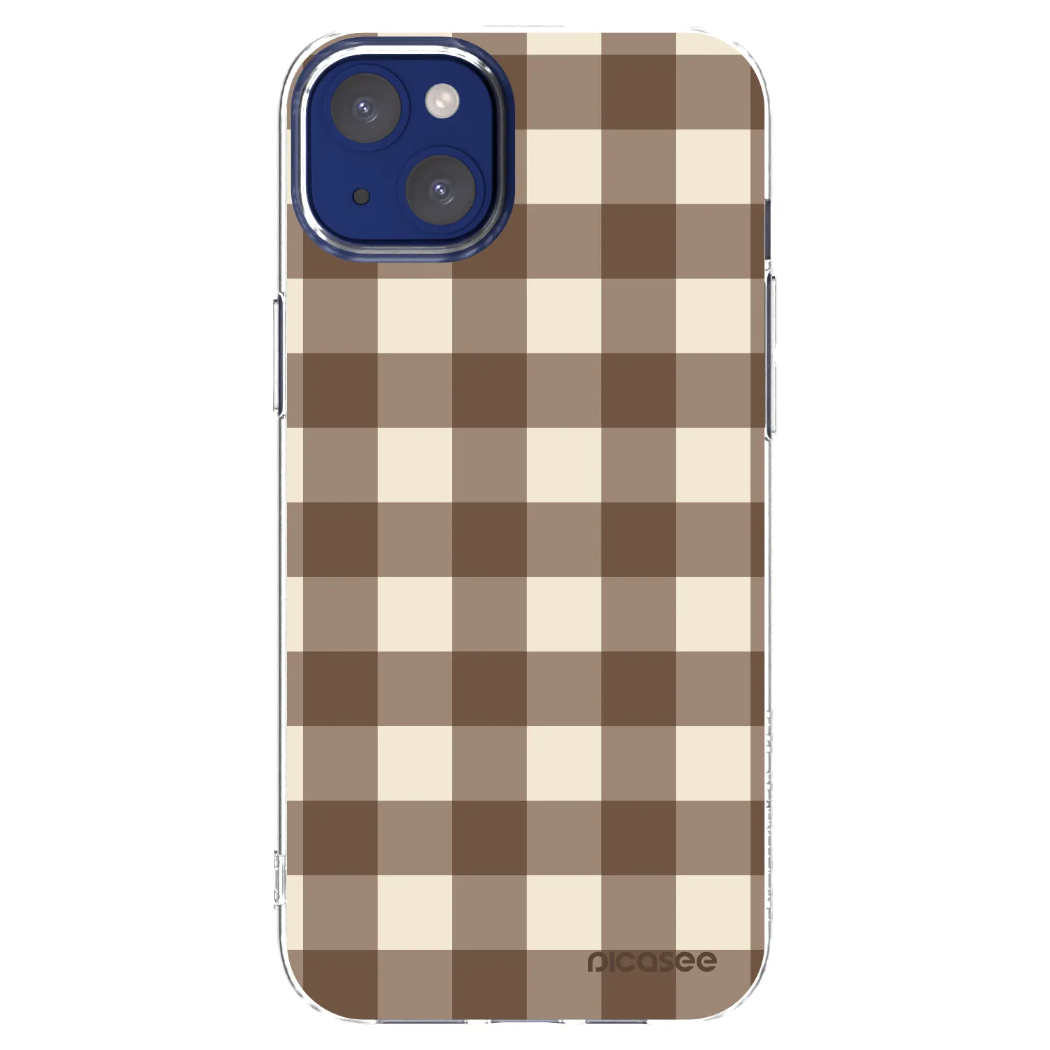 Picasee silikonowe przeźroczyste etui na Apple iPhone 14 Plus - Brown grid