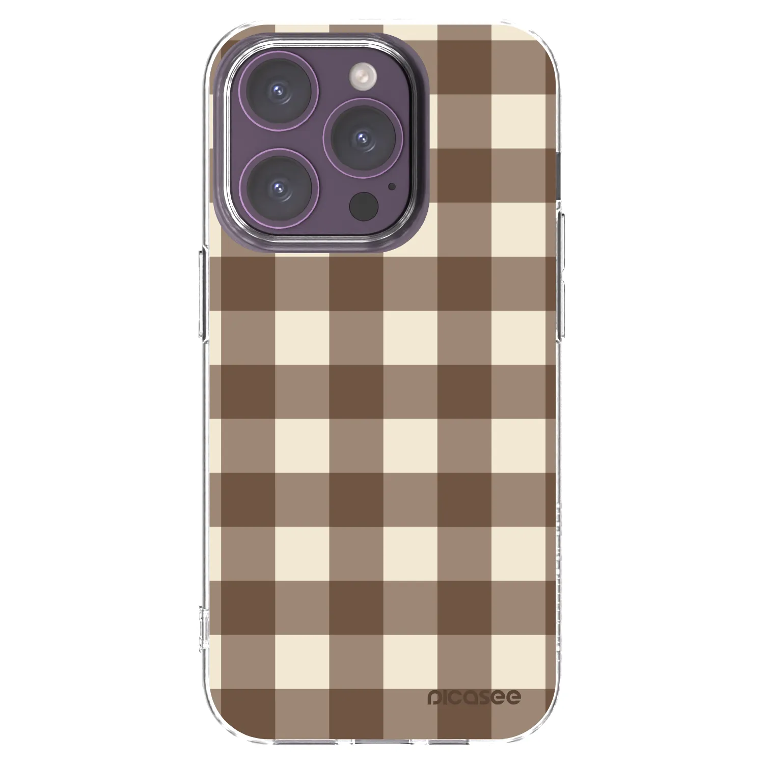 Picasee silikonowe przeźroczyste etui na Apple iPhone 14 Pro - Brown grid