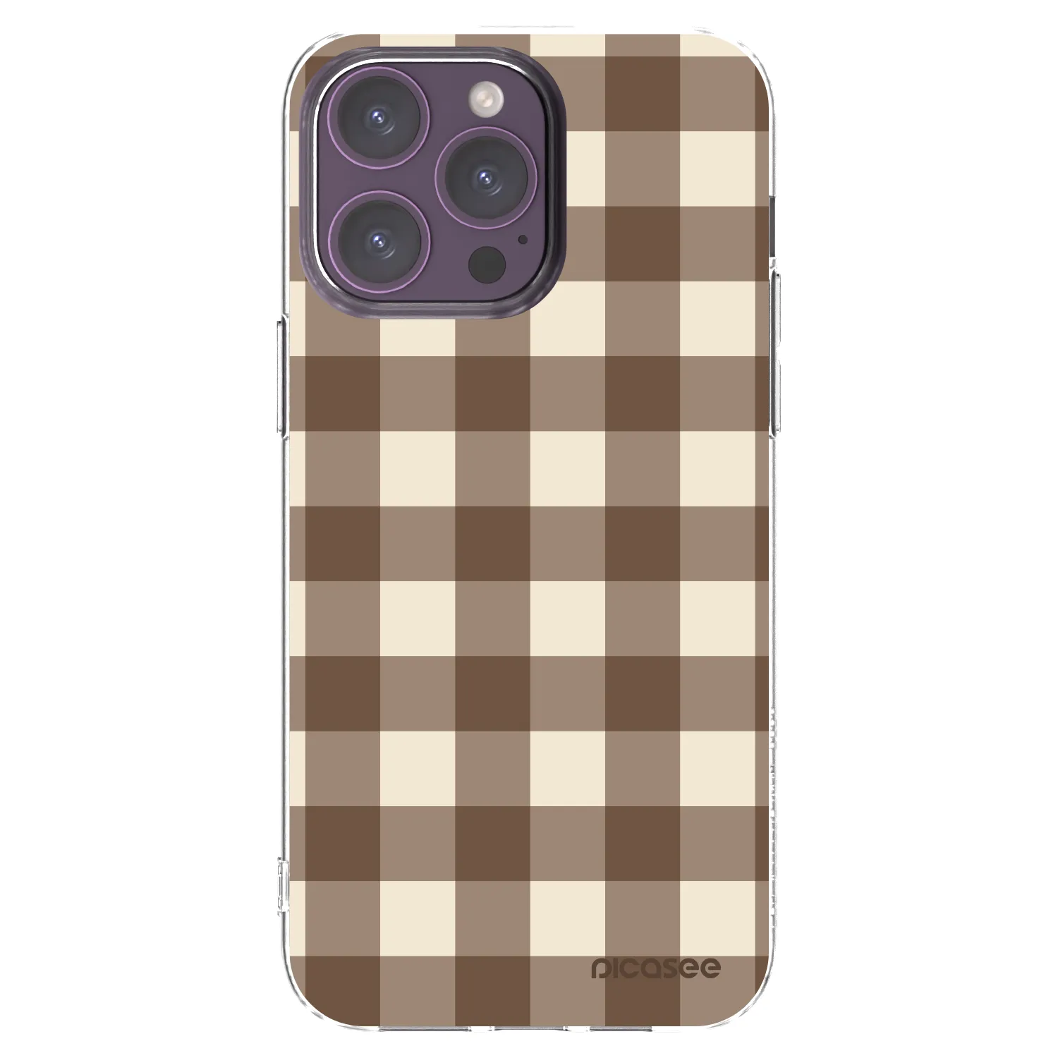 Picasee silikonowe przeźroczyste etui na Apple iPhone 14 Pro Max - Brown grid