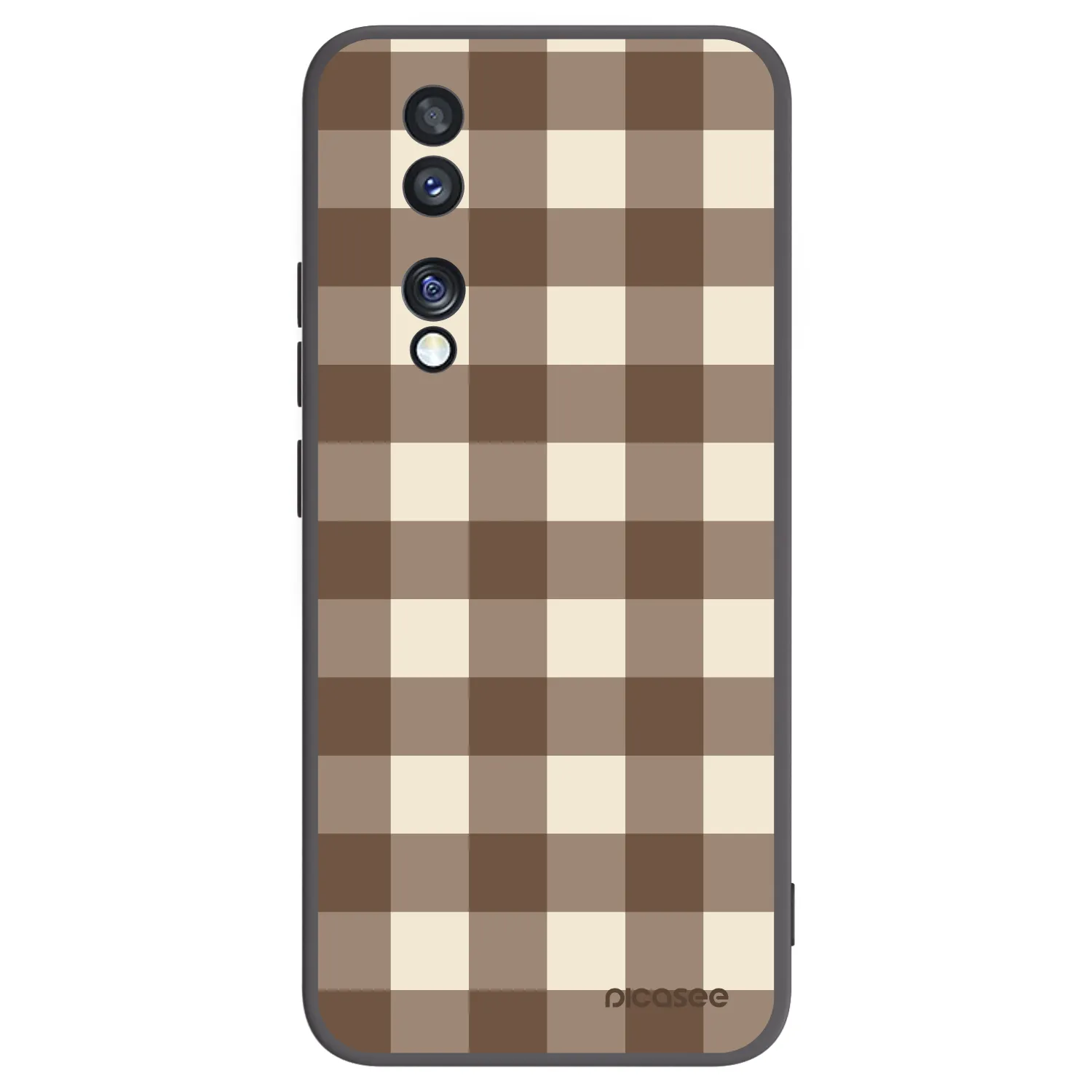 Picasee silikonowe czarne etui na Honor 70 - Brown grid