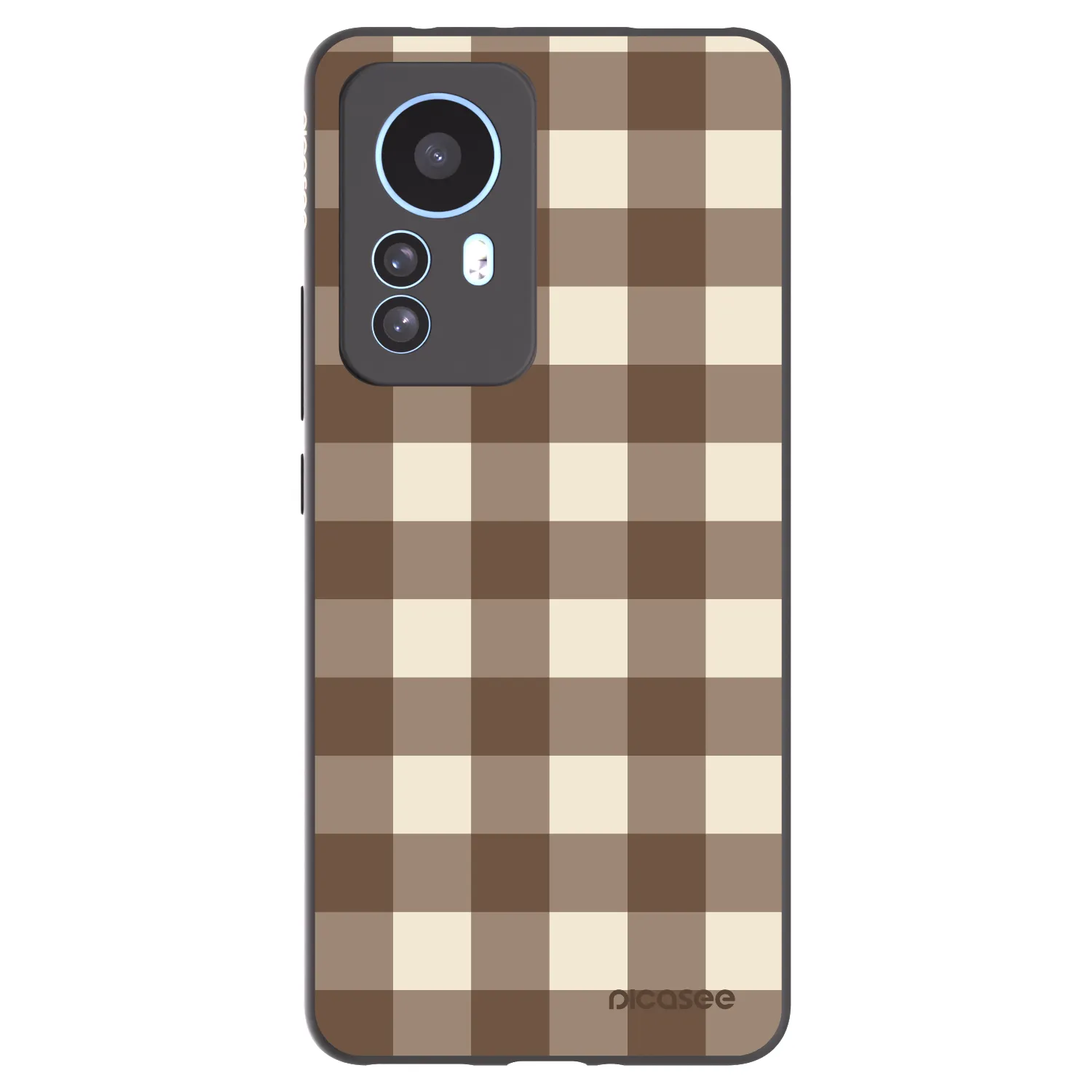 Picasee silikonowe czarne etui na Xiaomi 12T - Brown grid