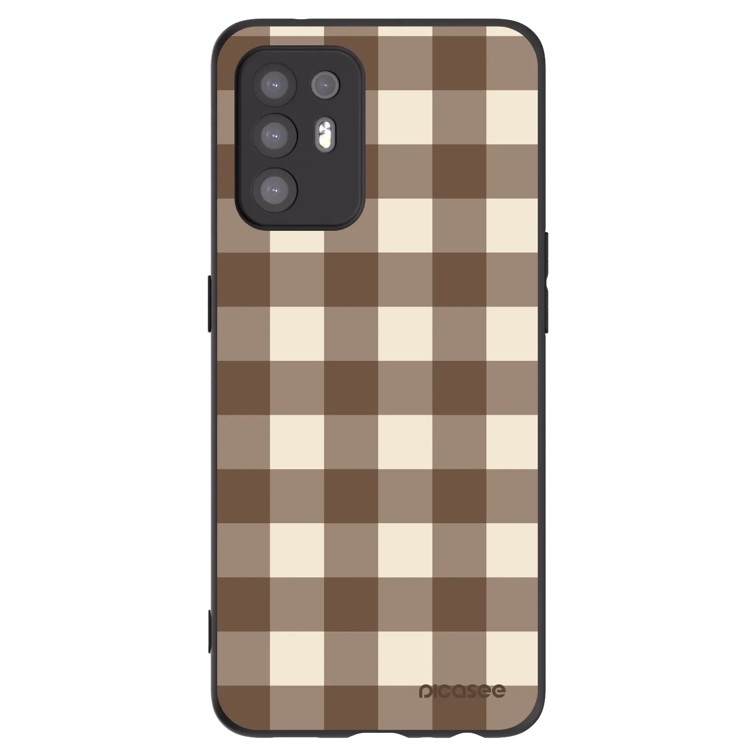 Picasee silikonowe czarne etui na OPPO A94 5G - Brown grid