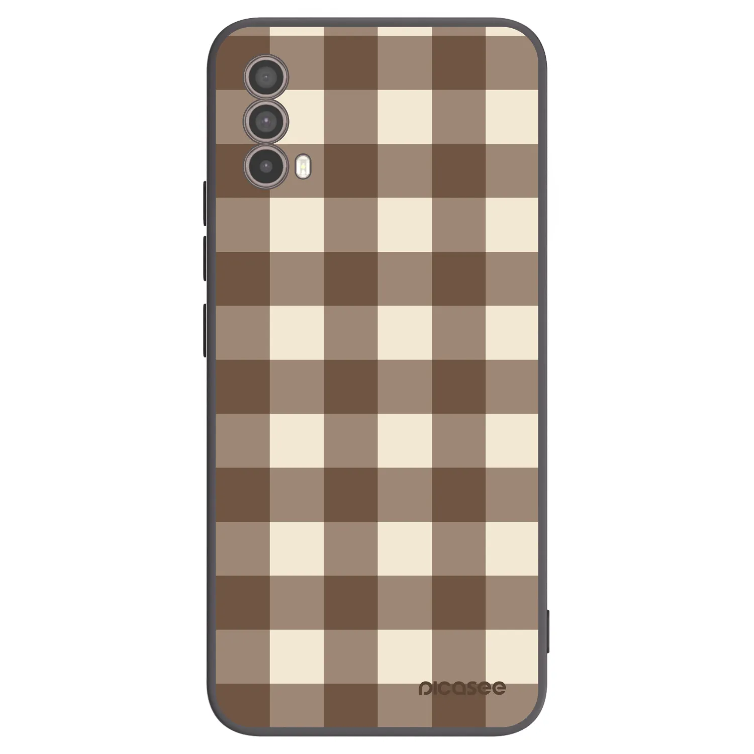 Picasee silikonowe czarne etui na Motorola Moto E40 - Brown grid