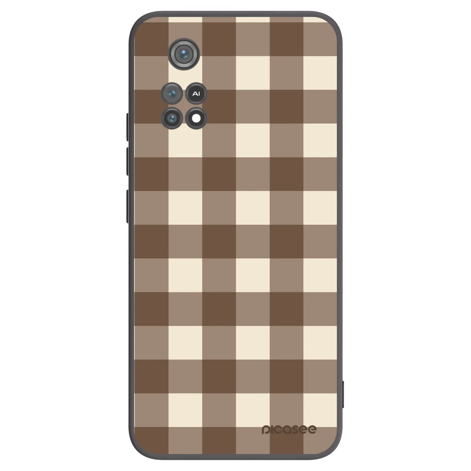 Picasee silikonowe czarne etui na Xiaomi Poco M4 Pro - Brown grid