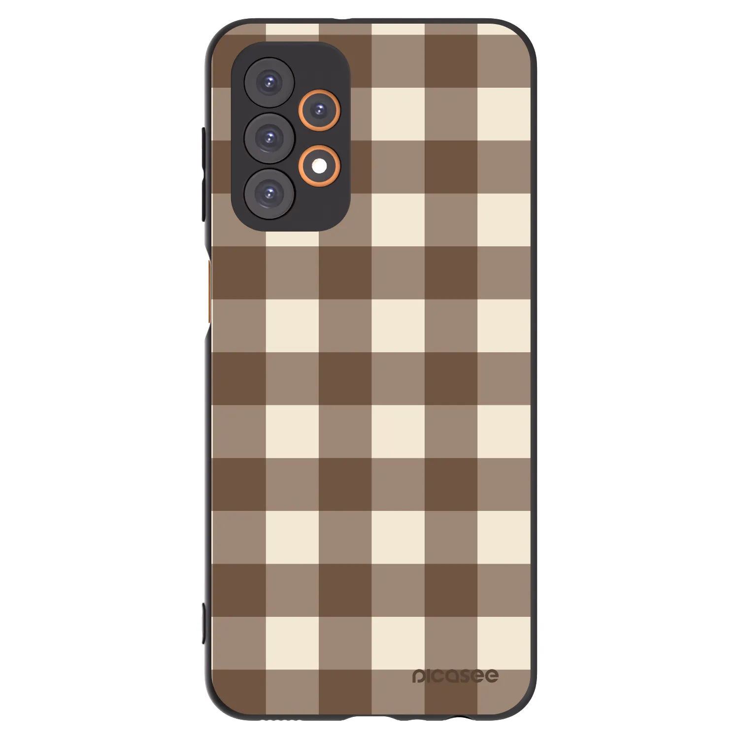Picasee silikonowe czarne etui na Samsung Galaxy A23 A235F 4G - Brown grid