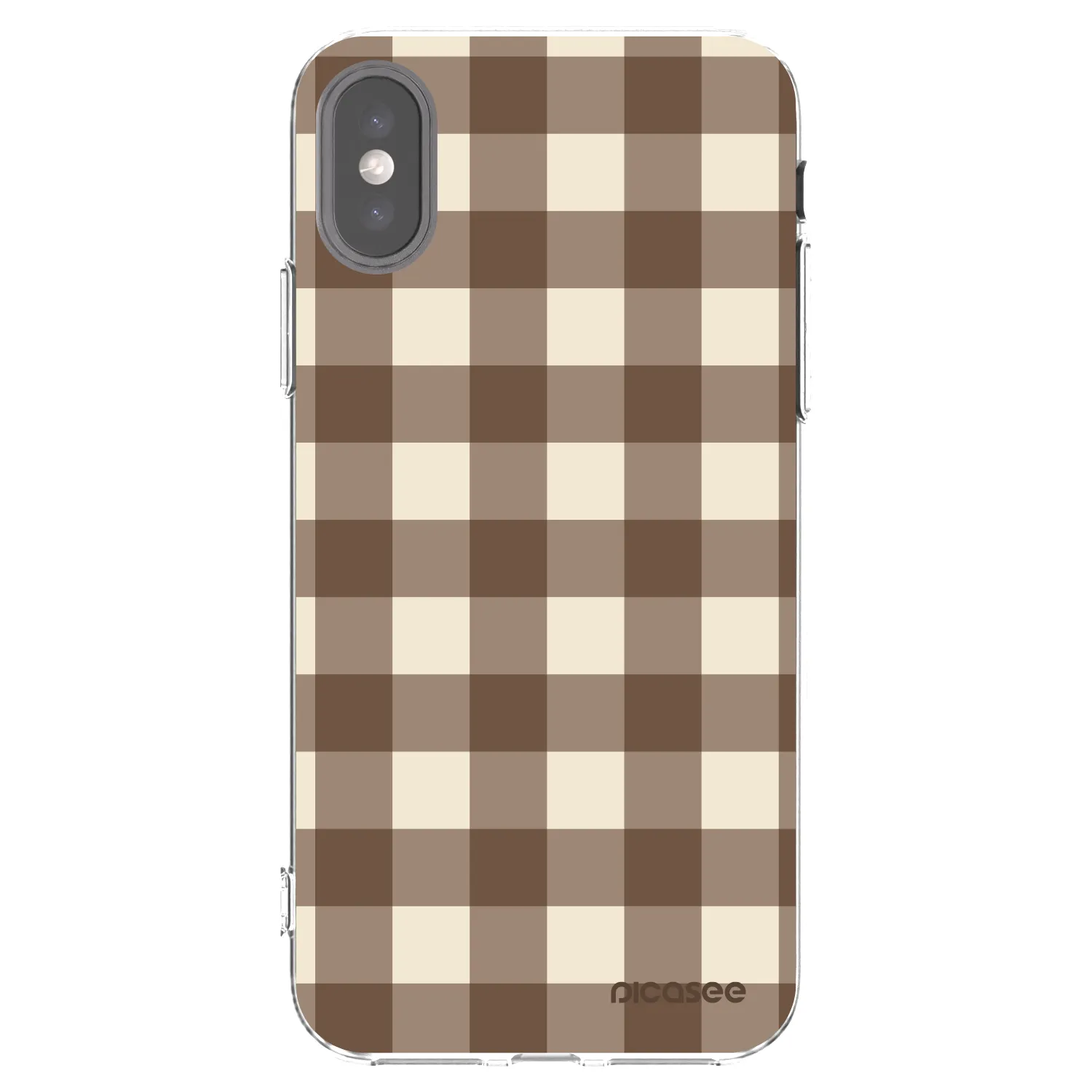 Picasee silikonowe przeźroczyste etui na Apple iPhone X/XS - Brown grid