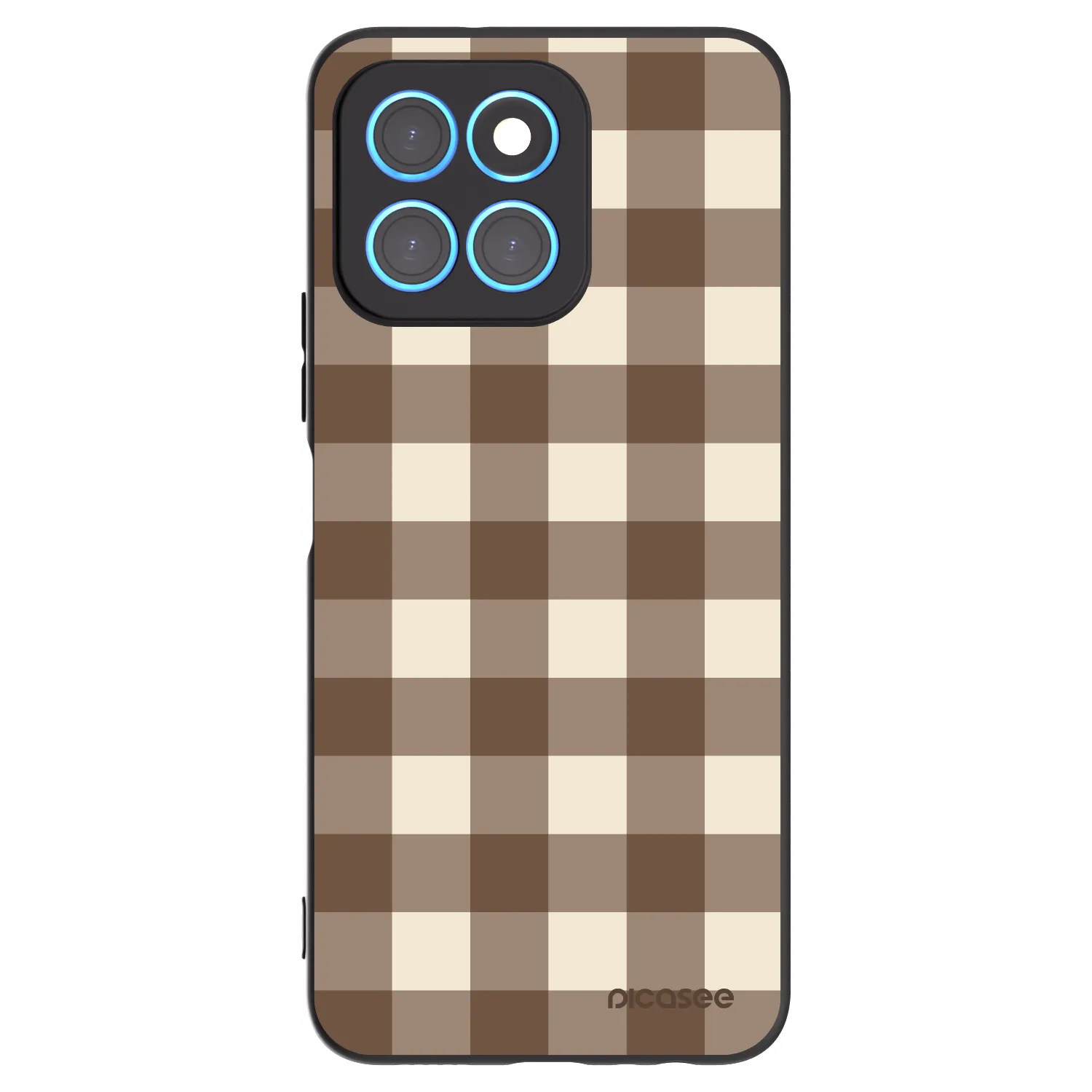 Picasee silikonowe czarne etui na Honor X6 - Brown grid