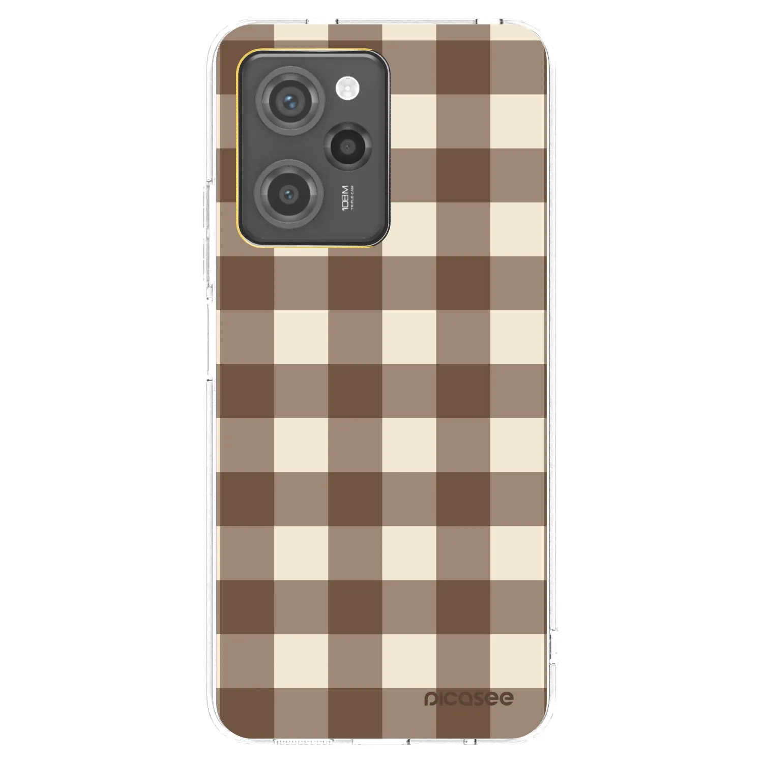 Picasee silikonowe przeźroczyste etui na Xiaomi Poco X5 Pro - Brown grid