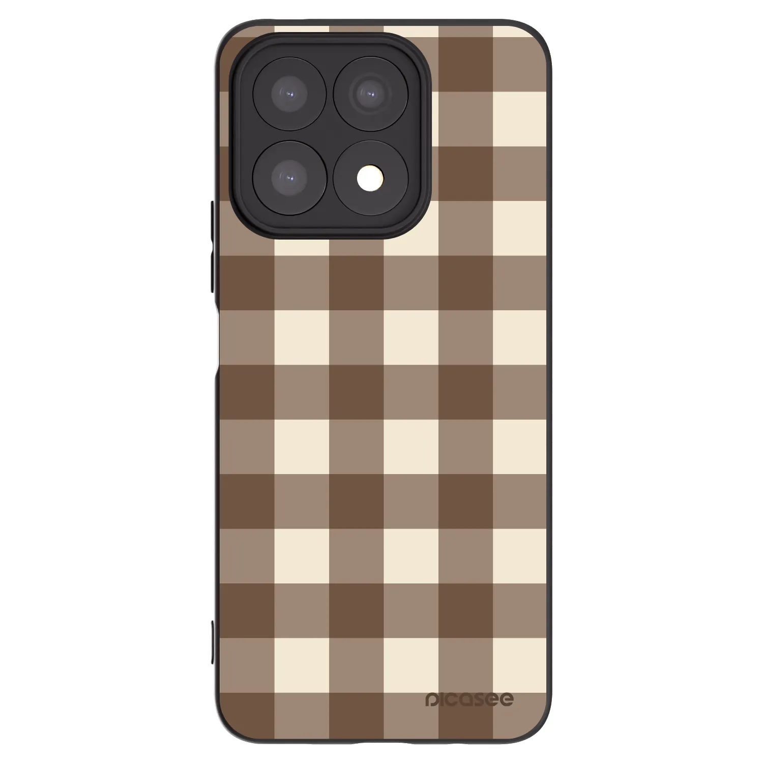 Picasee silikonowe czarne etui na Honor X8a - Brown grid