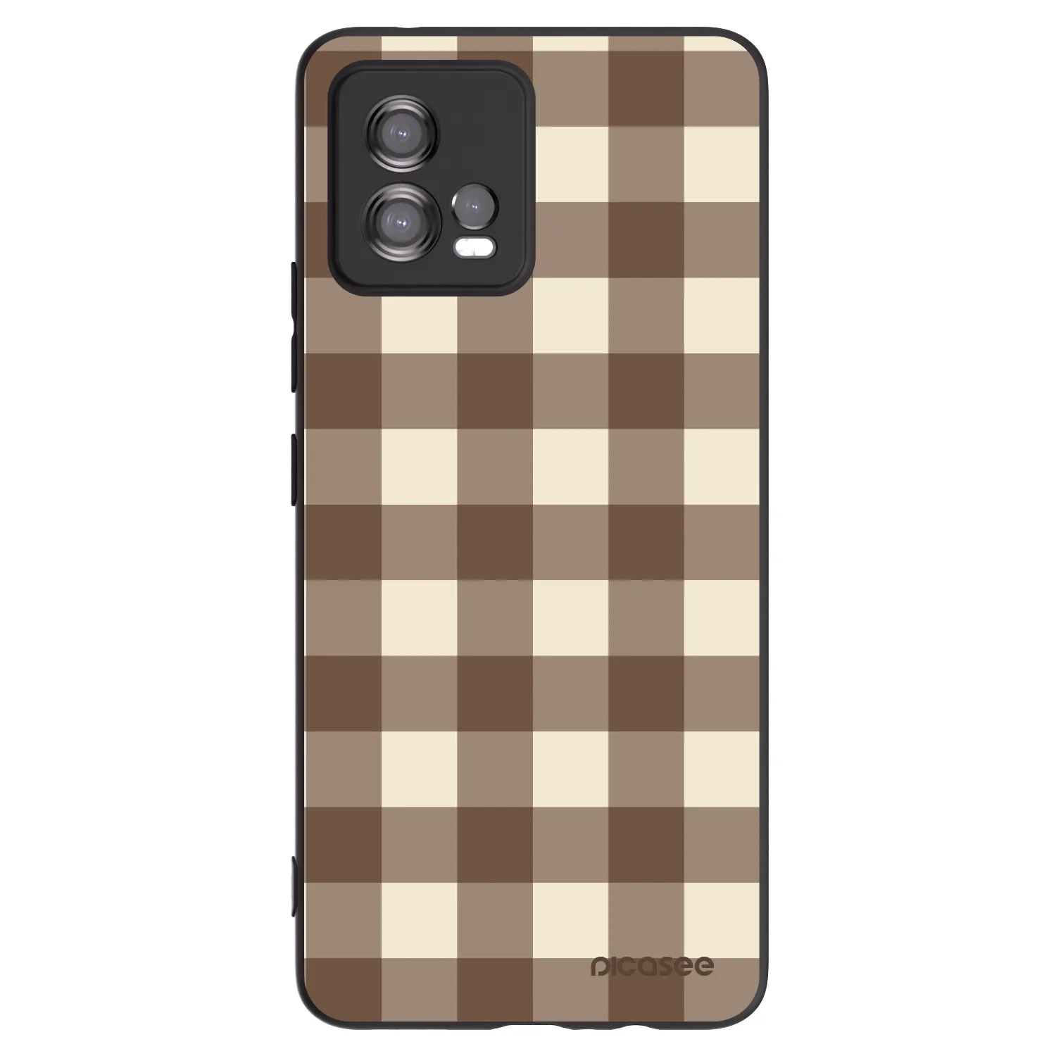 Picasee silikonowe czarne etui na Motorola Moto G72 - Brown grid