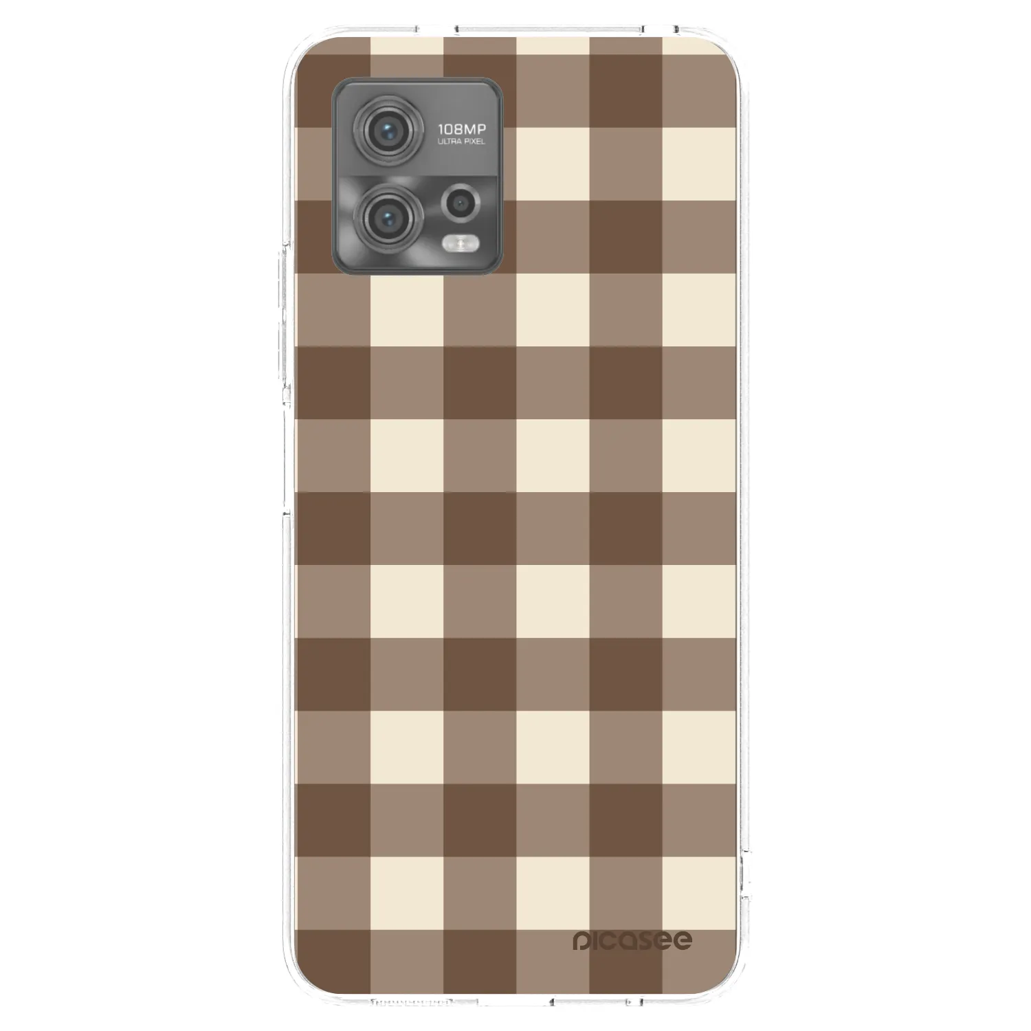 Picasee silikonowe przeźroczyste etui na Motorola Moto G72 - Brown grid