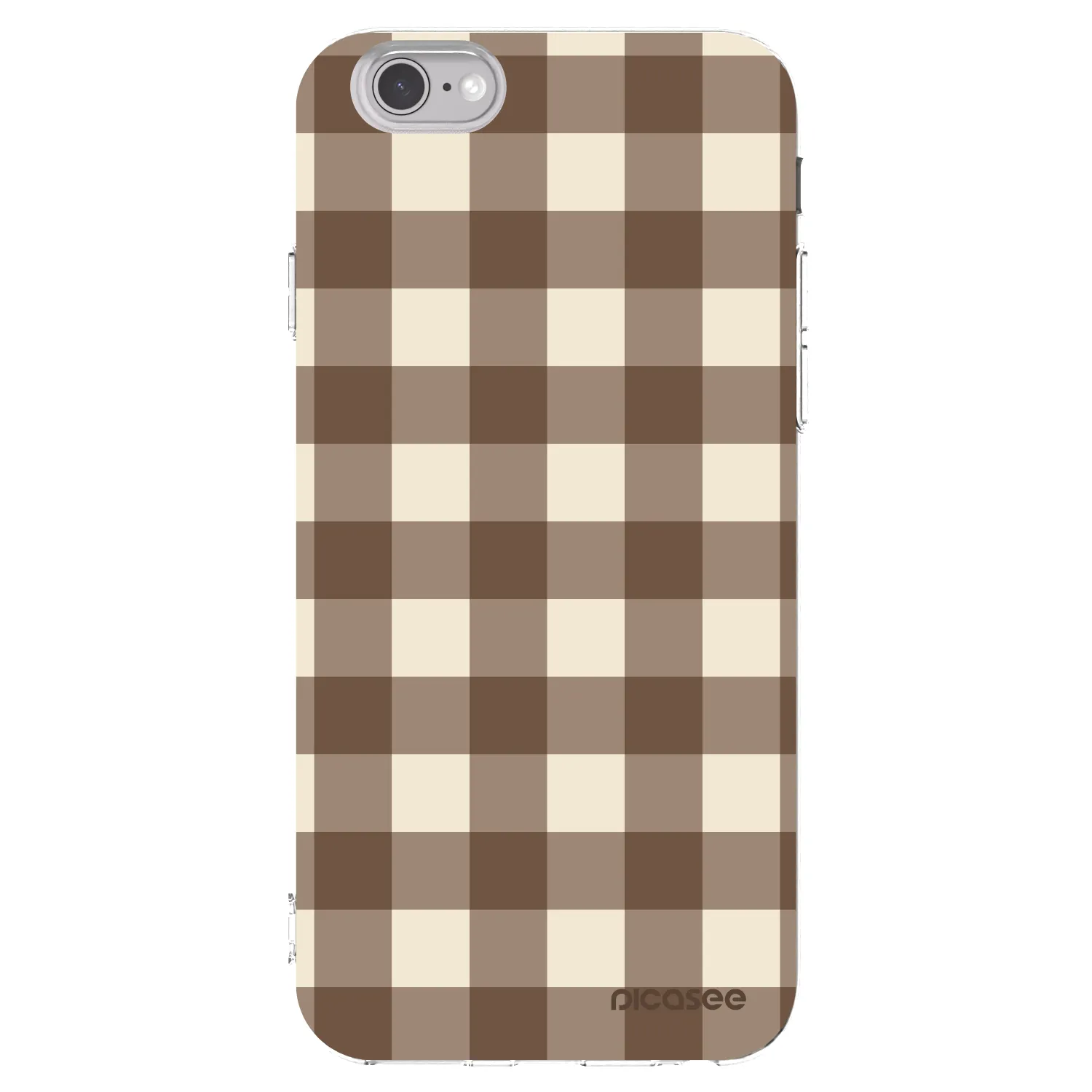 Picasee silikonowe przeźroczyste etui na Apple iPhone 6/6S - Brown grid