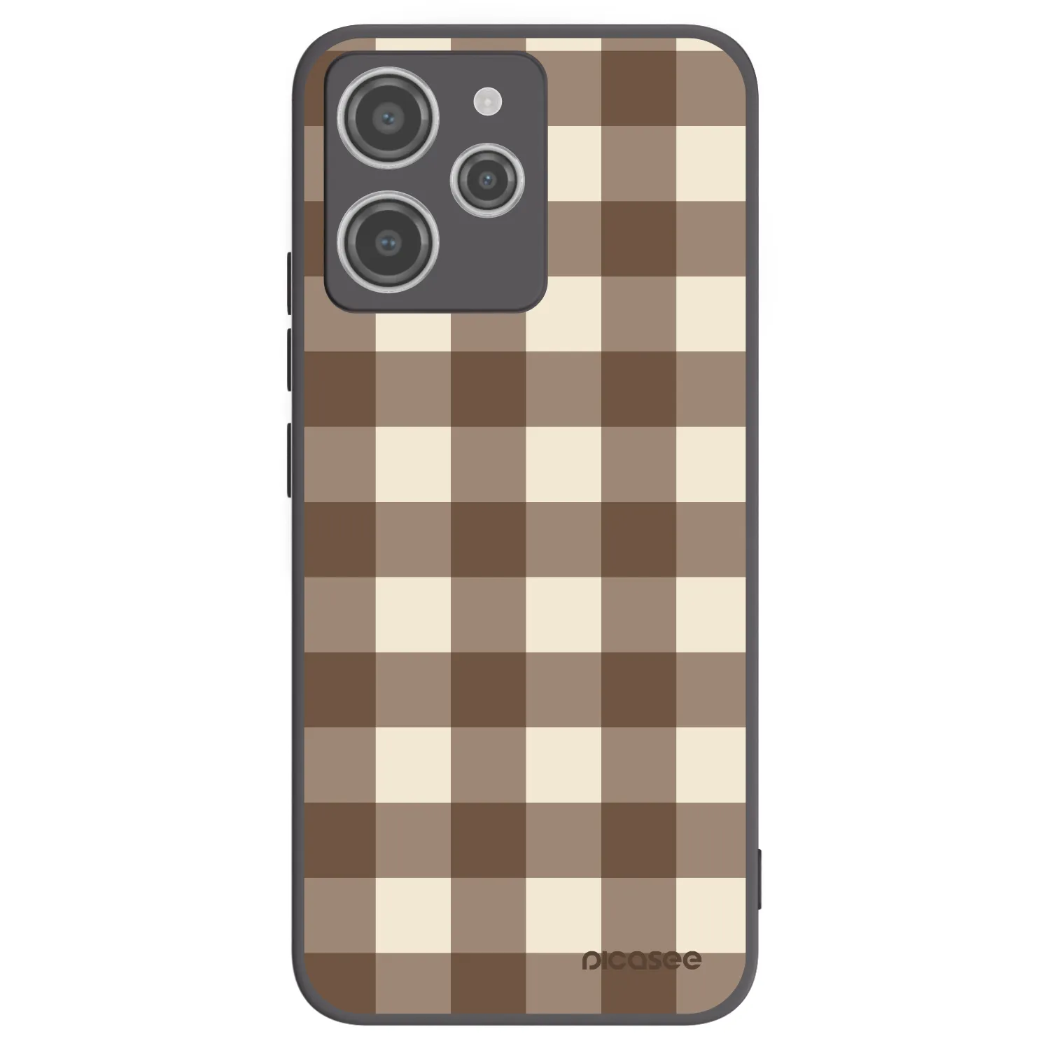 Picasee silikonowe czarne etui na Xiaomi Redmi 12 4G - Brown grid
