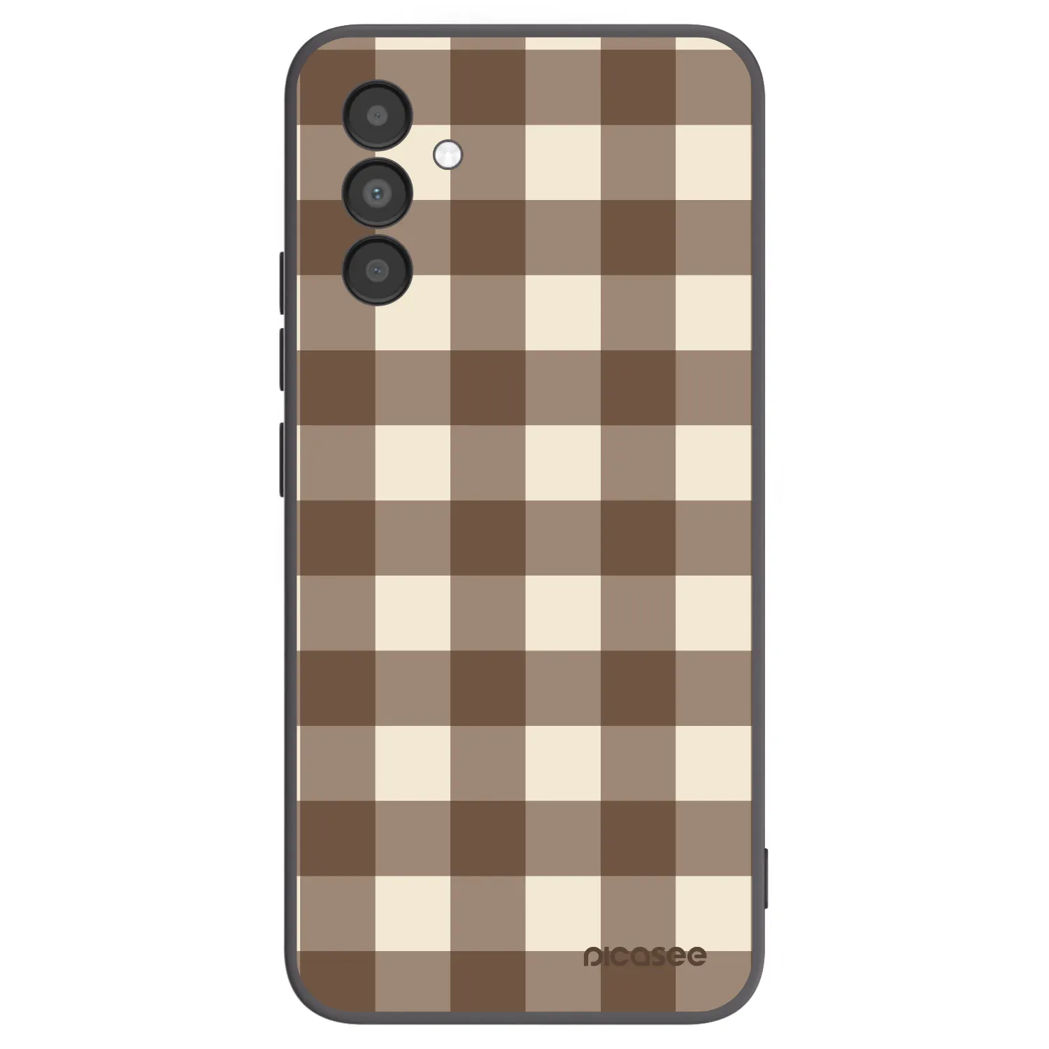 Picasee silikonowe czarne etui na Samsung Galaxy A04s A047F - Brown grid