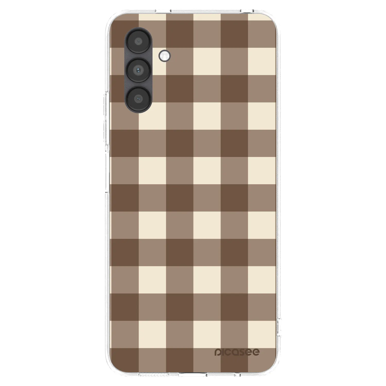 Picasee silikonowe przeźroczyste etui na Samsung Galaxy A04s A047F - Brown grid
