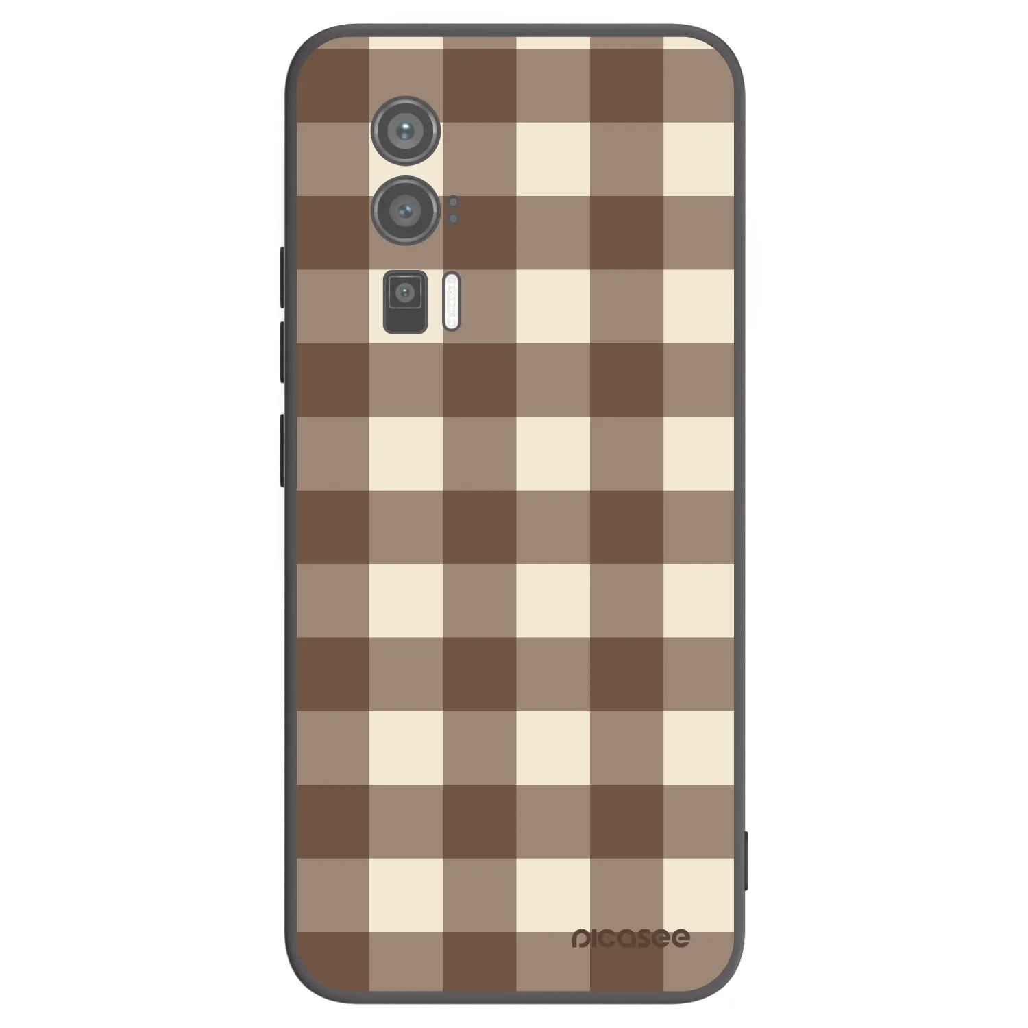 Picasee silikonowe czarne etui na Xiaomi Poco F5 Pro 5G - Brown grid