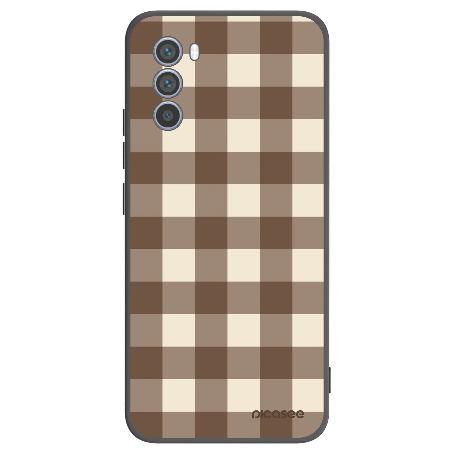 Picasee silikonowe czarne etui na Motorola Moto G62 - Brown grid
