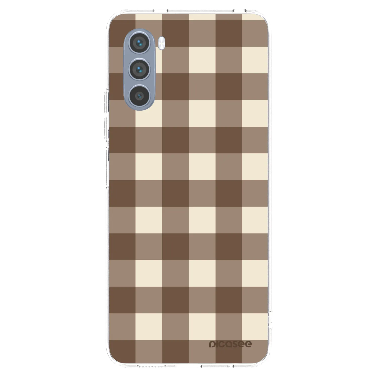Picasee silikonowe przeźroczyste etui na Motorola Moto G62 - Brown grid