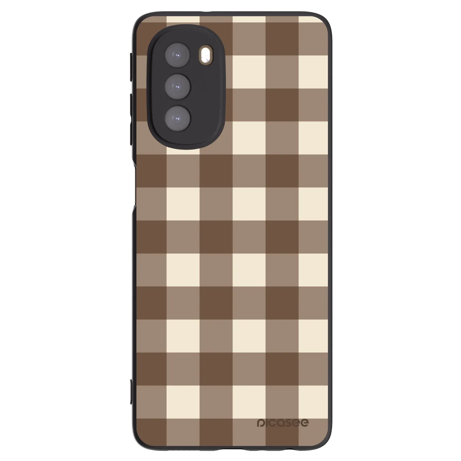 Picasee silikonowe czarne etui na Motorola Moto G51 - Brown grid