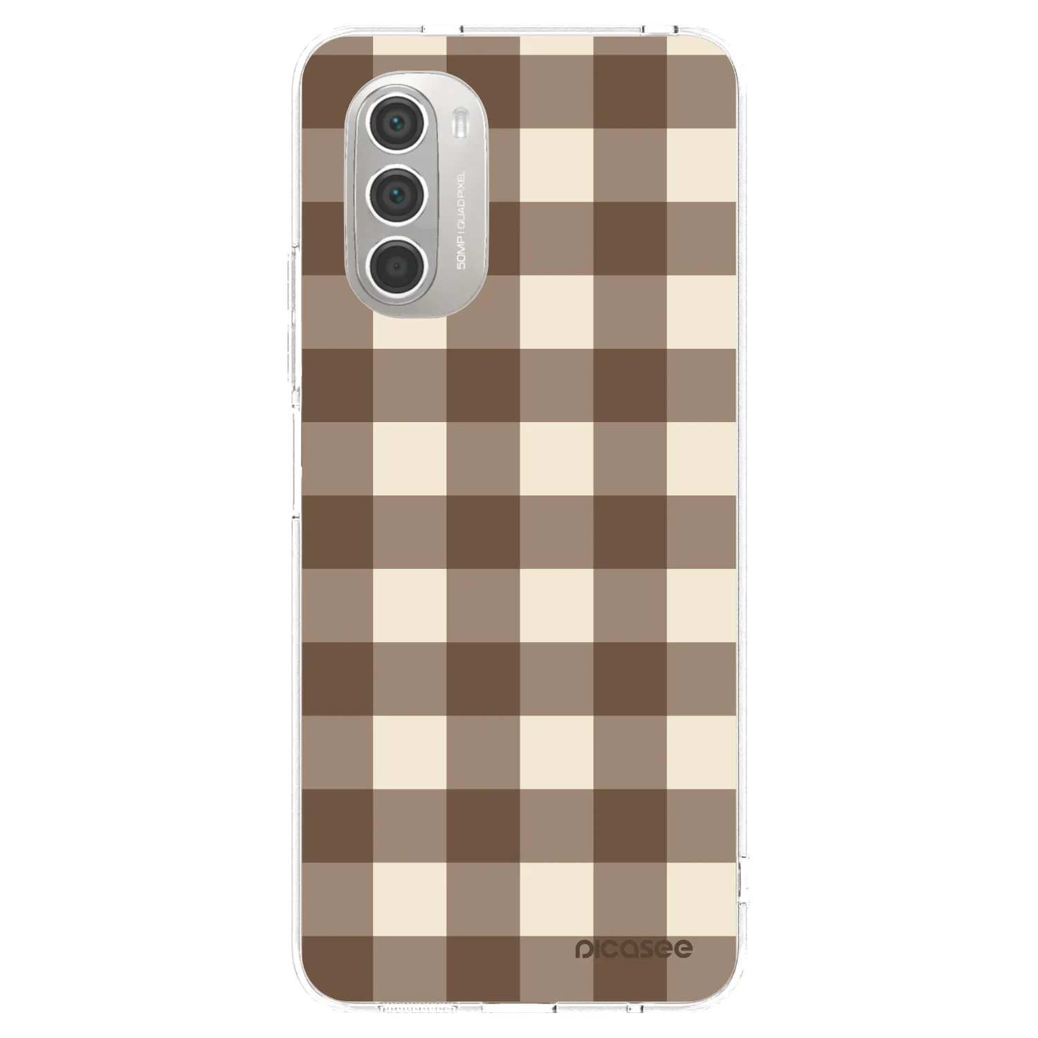 Picasee silikonowe przeźroczyste etui na Motorola Moto G51 - Brown grid