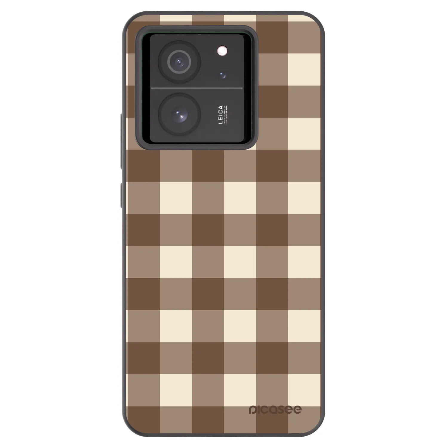 Picasee silikonowe czarne etui na Xiaomi 13T Pro - Brown grid