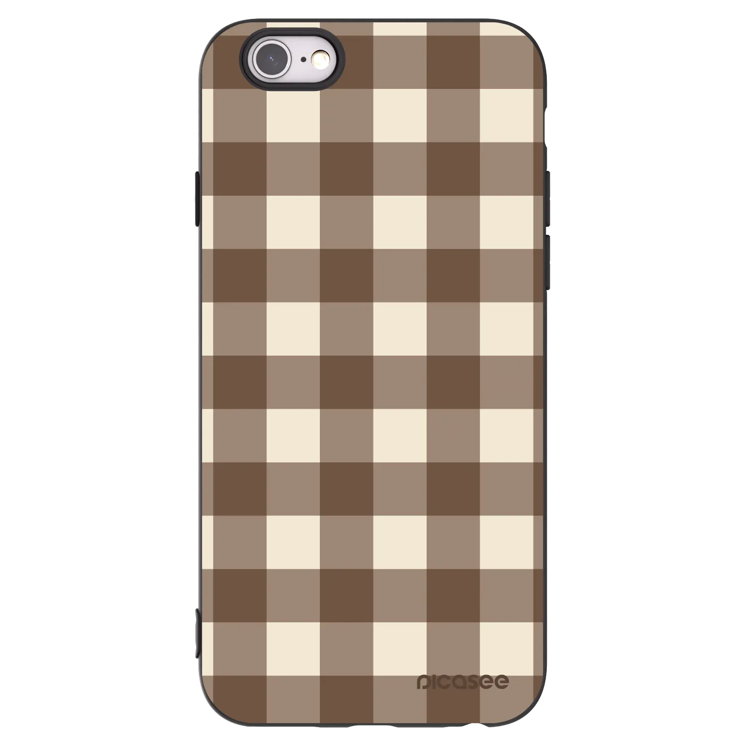 Picasee silikonowe czarne etui na Apple iPhone 6/6S - Brown grid