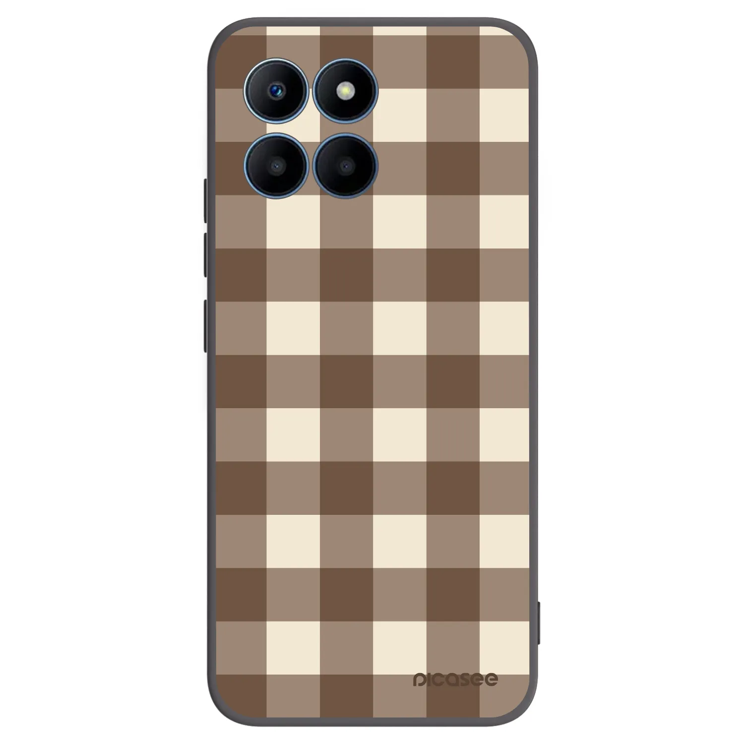 Picasee silikonowe czarne etui na Honor 70 Lite - Brown grid