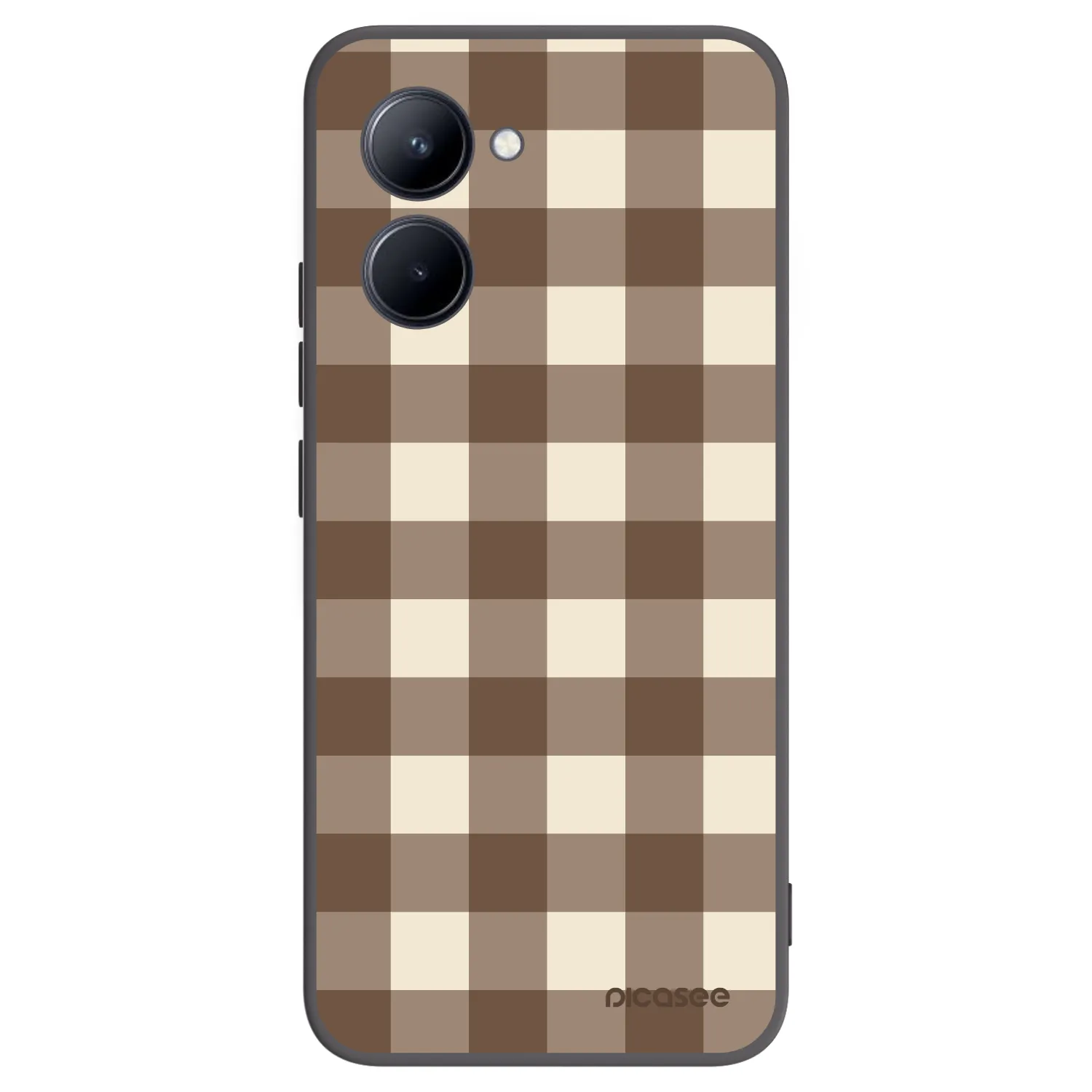 Picasee silikonowe czarne etui na Realme C33 (2023) - Brown grid
