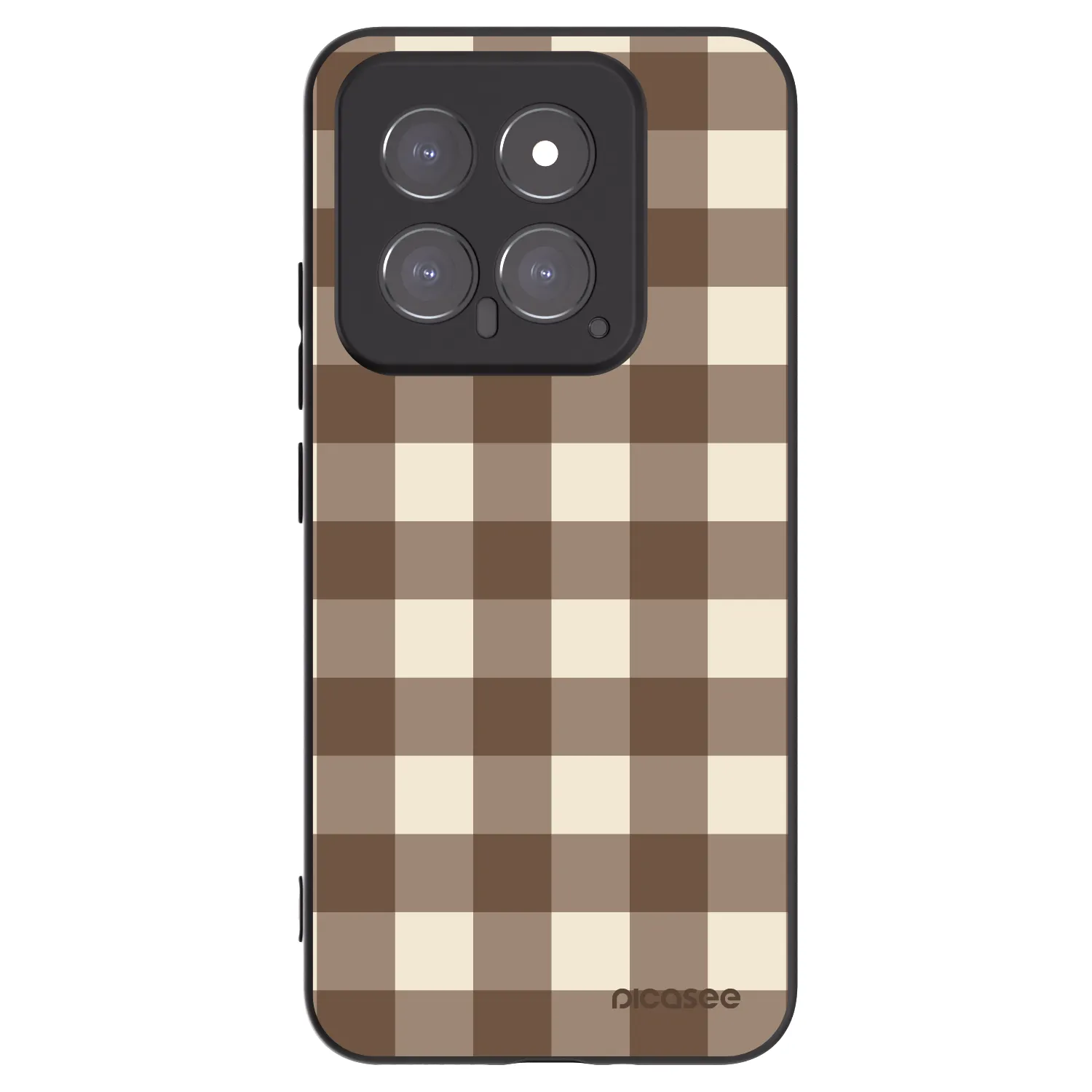 Picasee silikonowe czarne etui na Xiaomi 14 - Brown grid