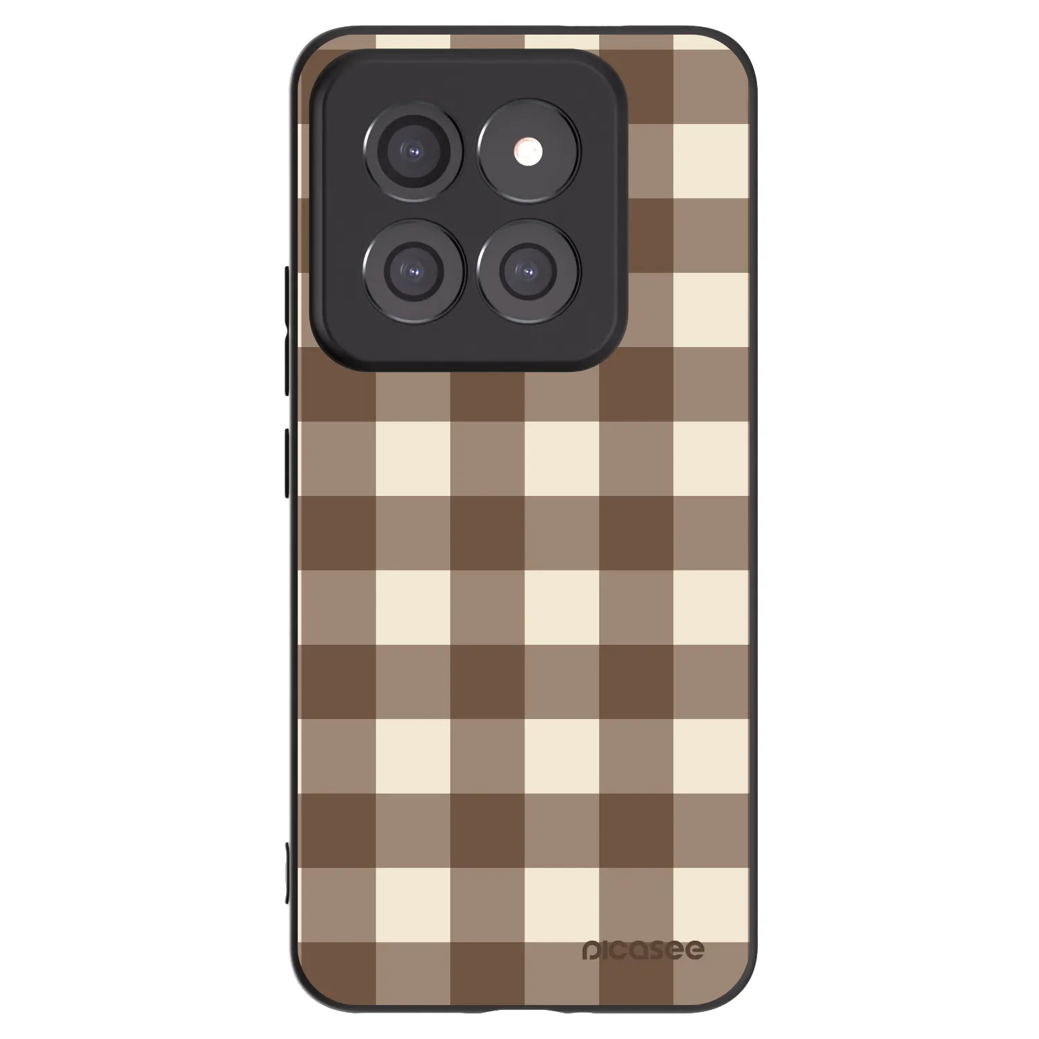 Picasee silikonowe czarne etui na Xiaomi 14 Pro - Brown grid
