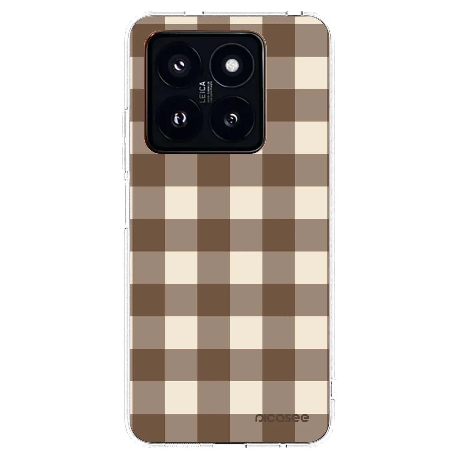 Picasee silikonowe przeźroczyste etui na Xiaomi 14 Pro - Brown grid