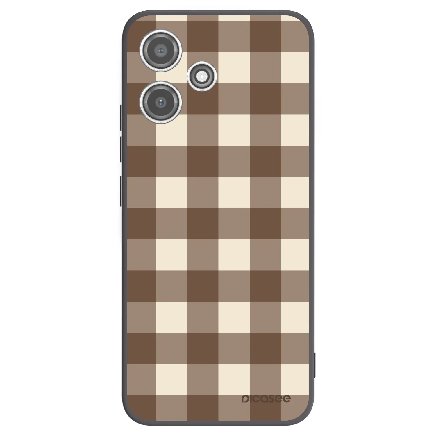 Picasee silikonowe czarne etui na Xiaomi Redmi 12 5G - Brown grid