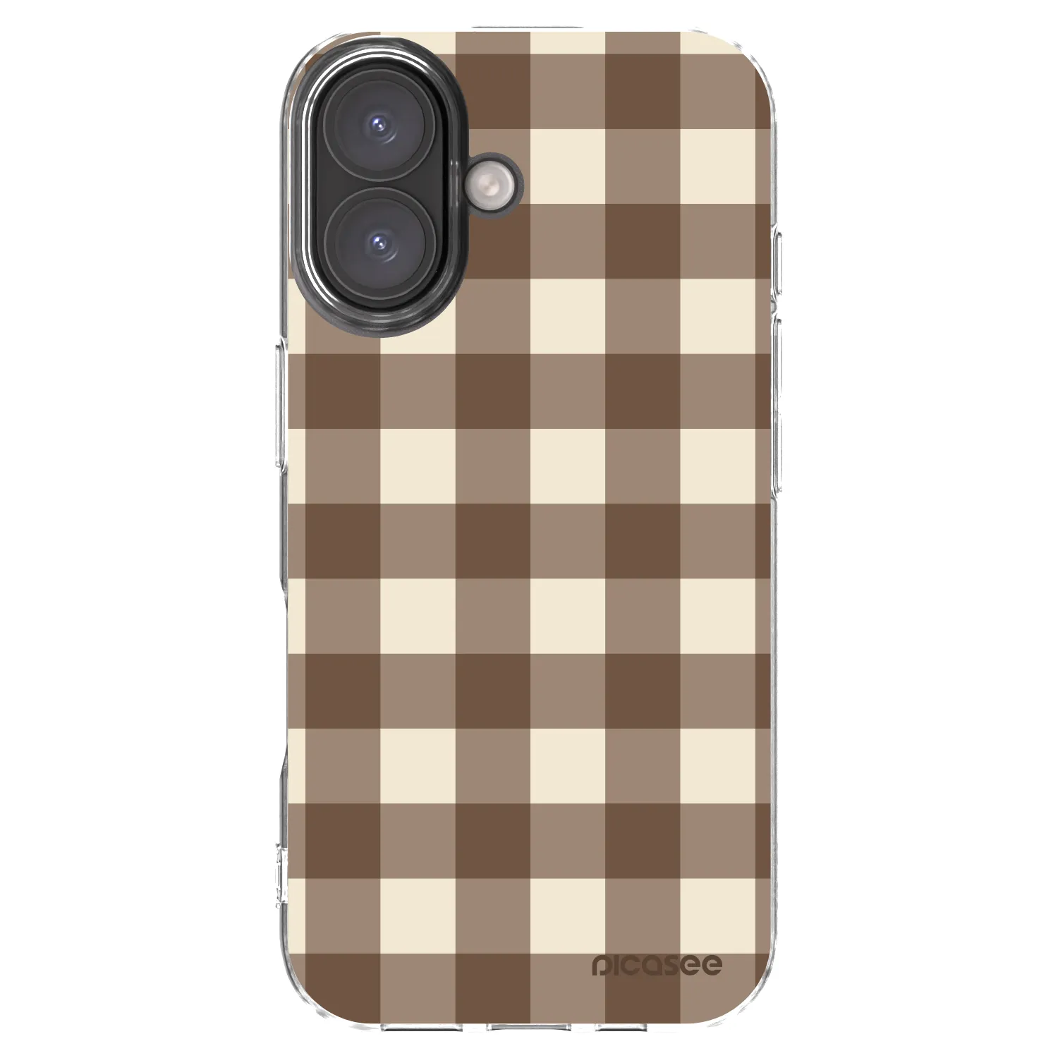 Picasee silikonowe przeźroczyste etui na Apple iPhone 16 - Brown grid