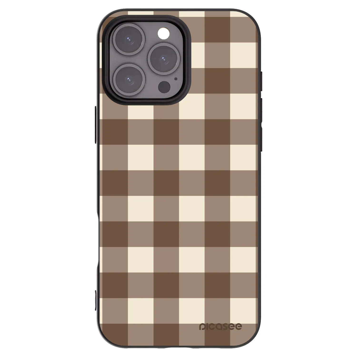 Picasee silikonowe czarne etui na Apple iPhone 16 Pro Max - Brown grid