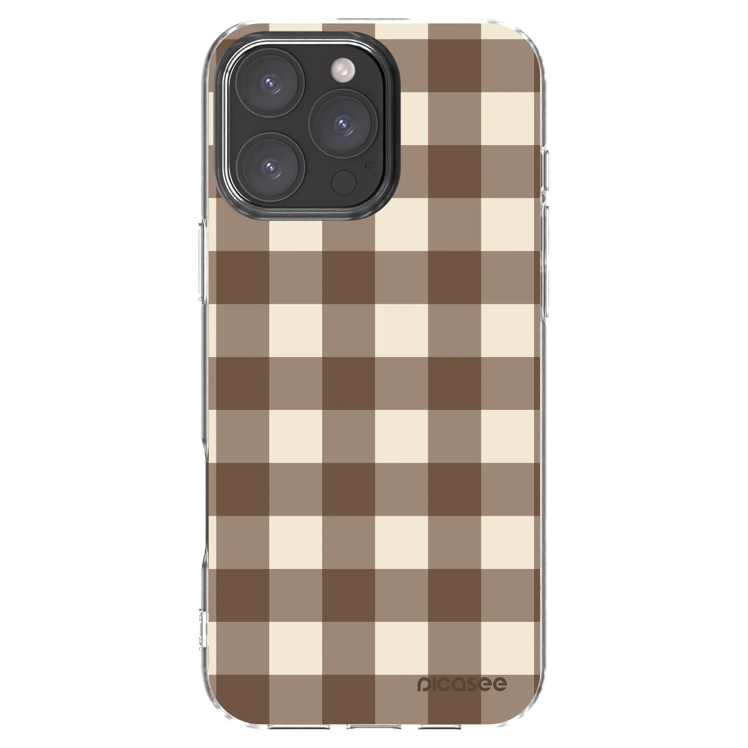 Picasee silikonowe przeźroczyste etui na Apple iPhone 16 Pro Max - Brown grid
