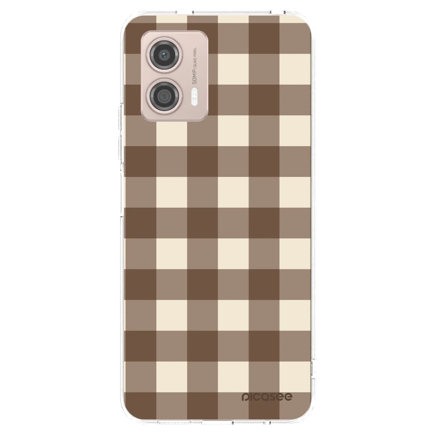 Picasee silikonowe przeźroczyste etui na Motorola Moto G53 5G - Brown grid