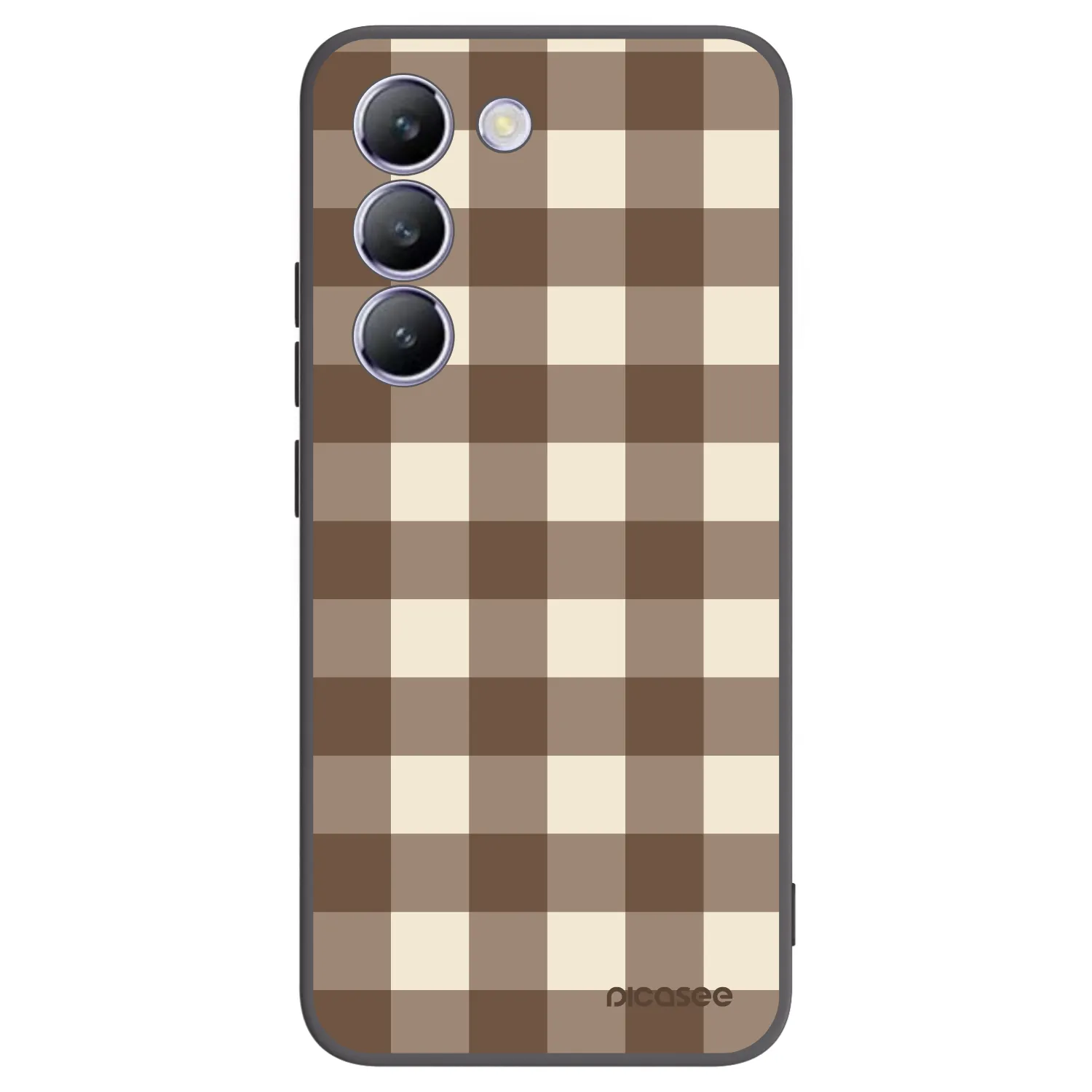 Picasee silikonowe czarne etui na Vivo V40 SE 5G - Brown grid