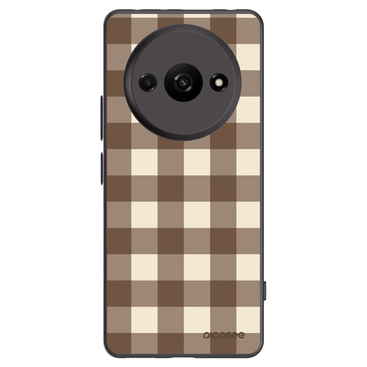 Picasee silikonowe czarne etui na Xiaomi Redmi A3 - Brown grid