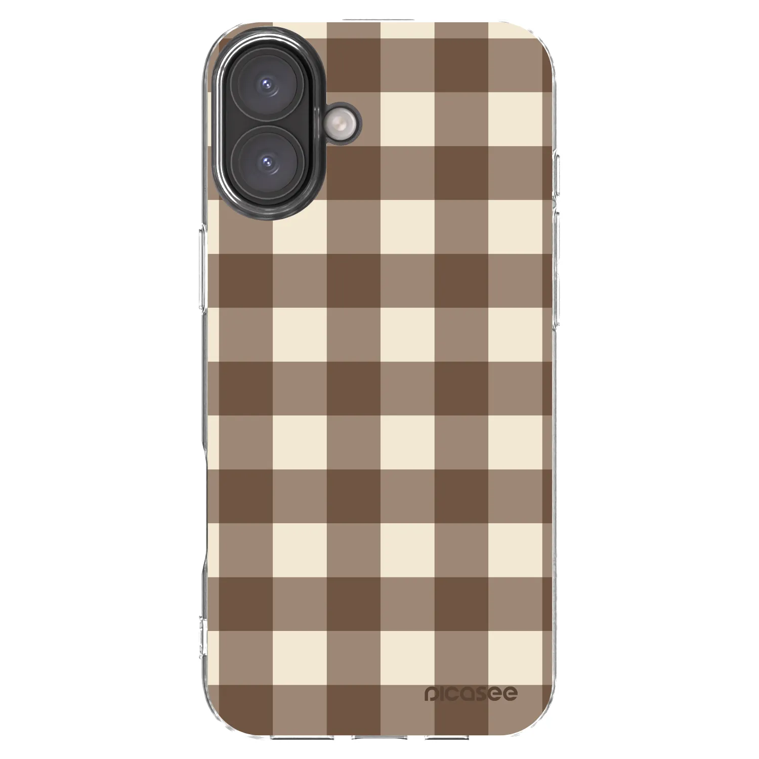 Picasee silikonowe przeźroczyste etui na Apple iPhone 16 Plus - Brown grid