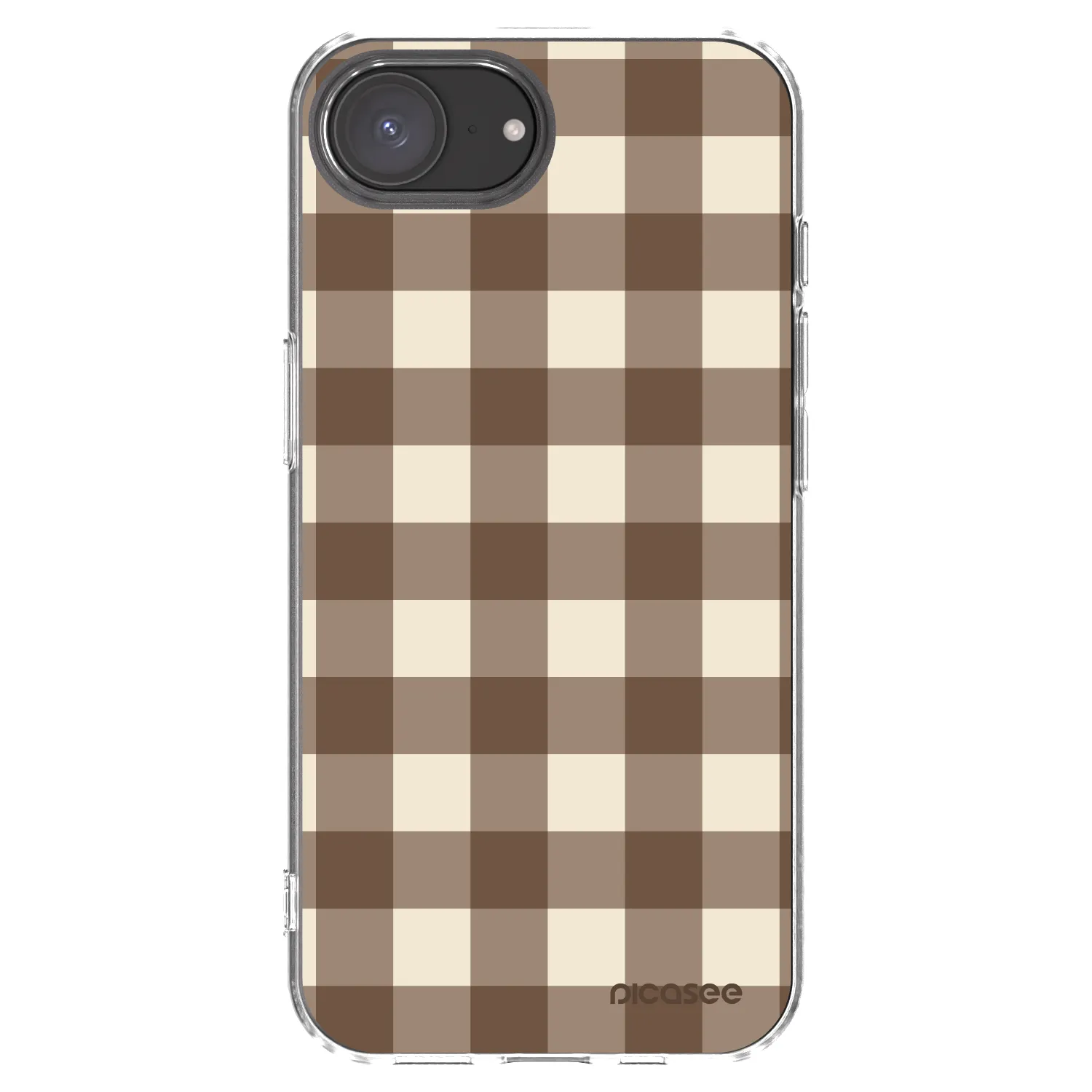 Picasee silikonowe przeźroczyste etui na Apple iPhone 16e - Brown grid