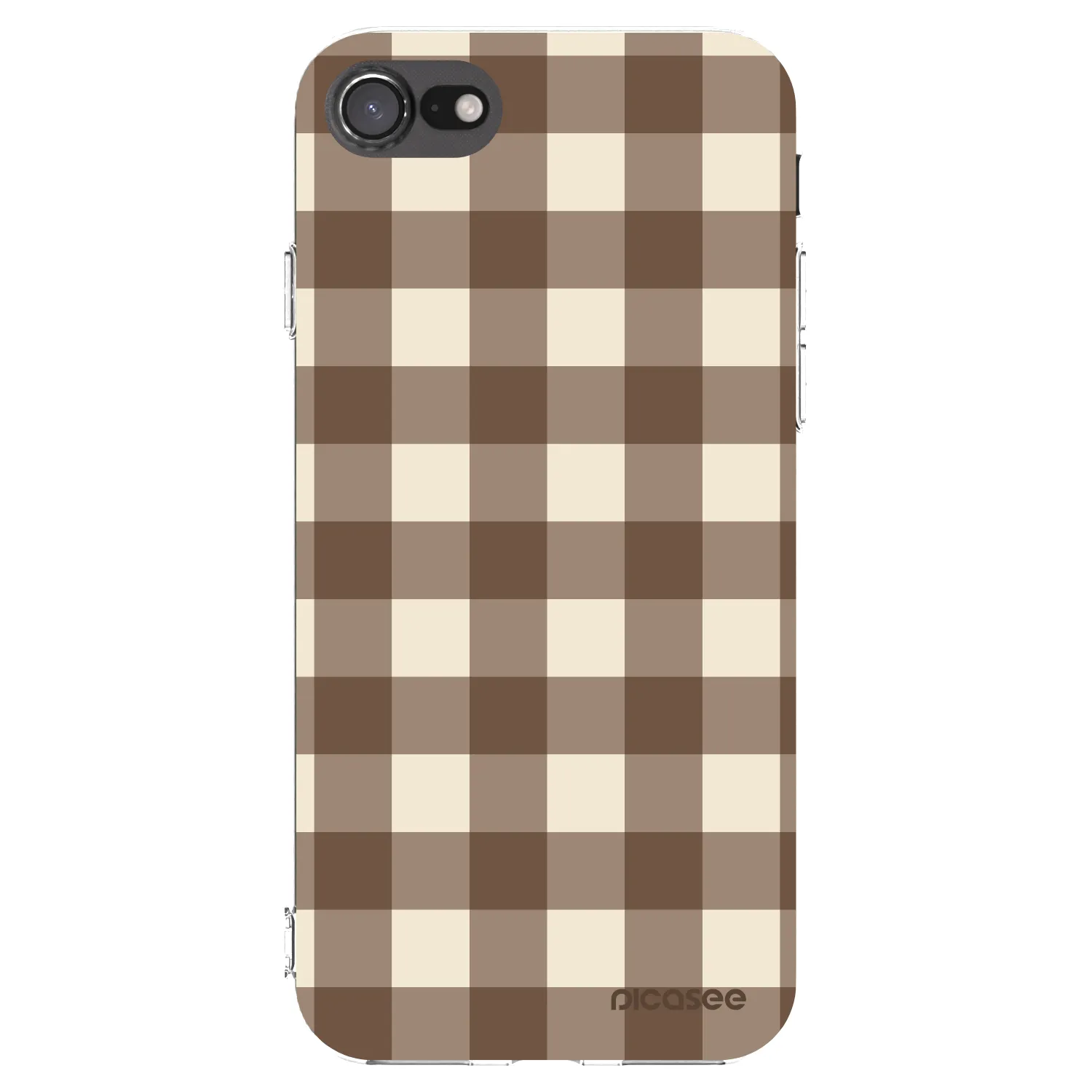 Picasee silikonowe przeźroczyste etui na Apple iPhone 7 - Brown grid