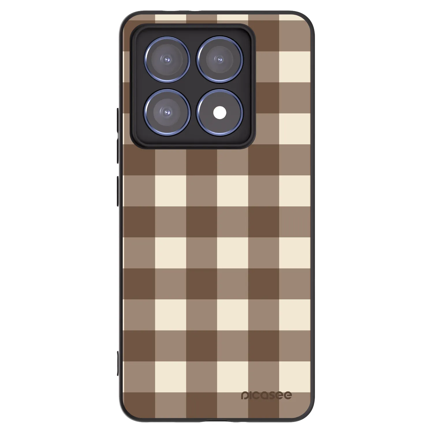Picasee silikonowe czarne etui na Xiaomi 14T Pro - Brown grid