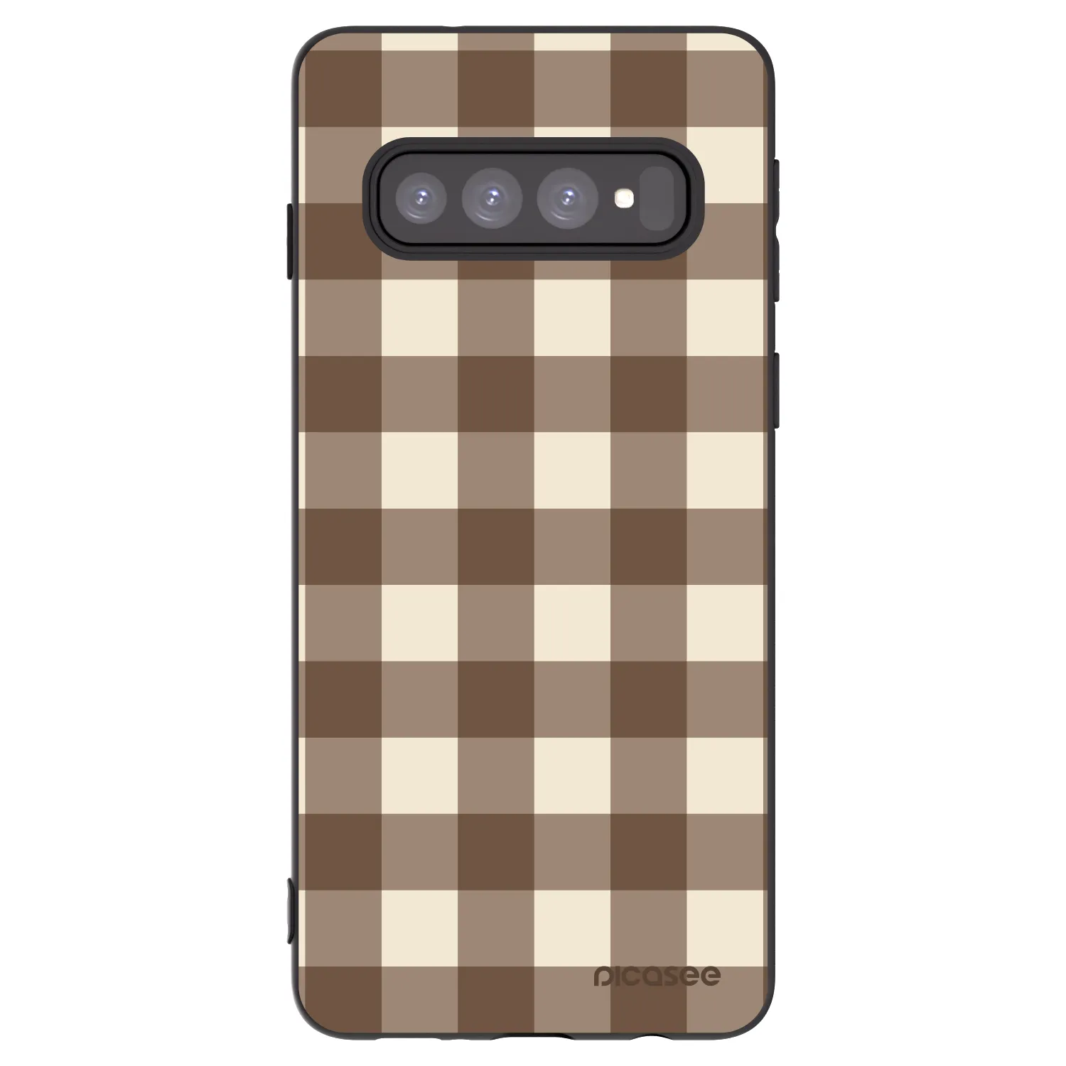 Picasee silikonowe czarne etui na Samsung Galaxy S10 G973 - Brown grid