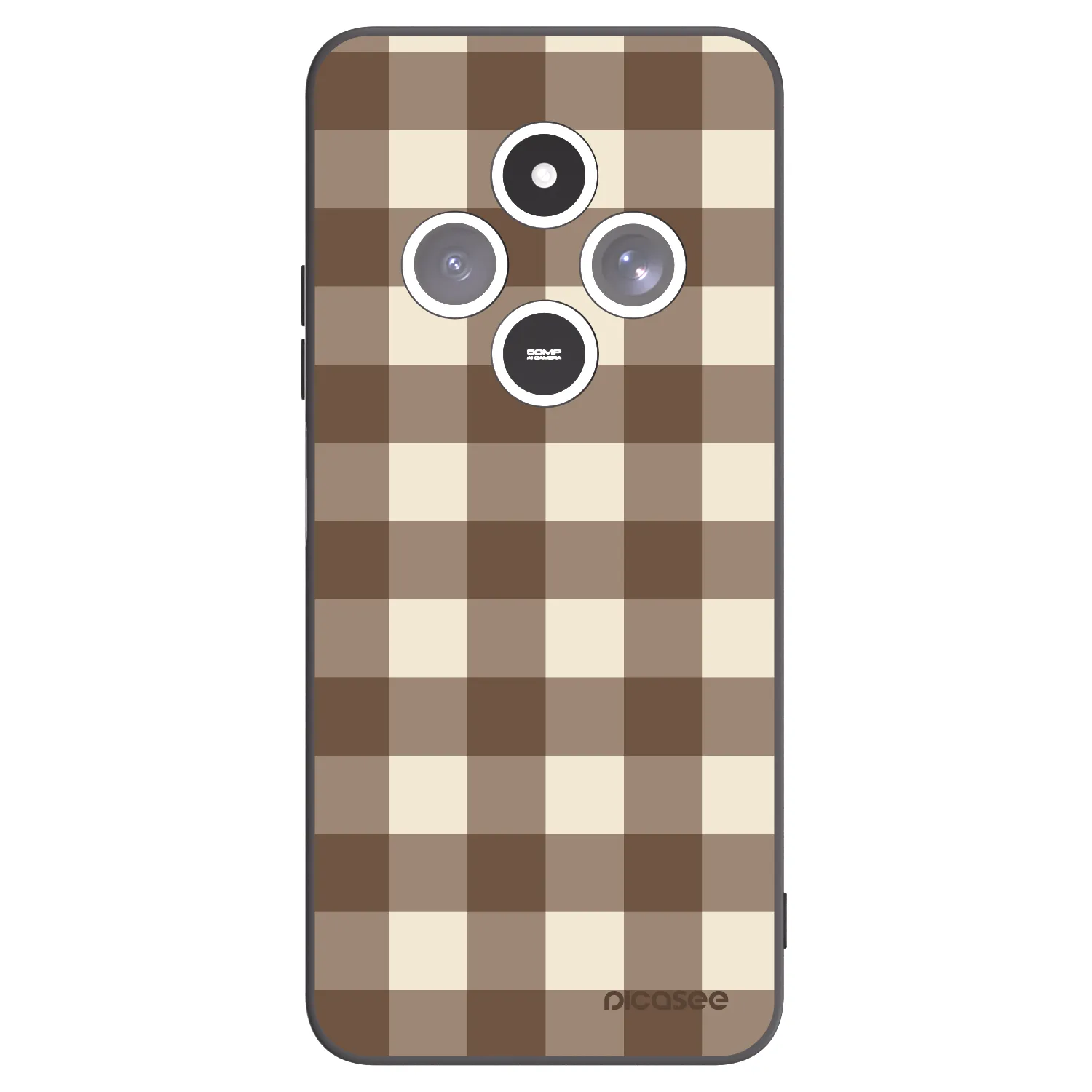 Picasee silikonowe czarne etui na Xiaomi Redmi 14C - Brown grid