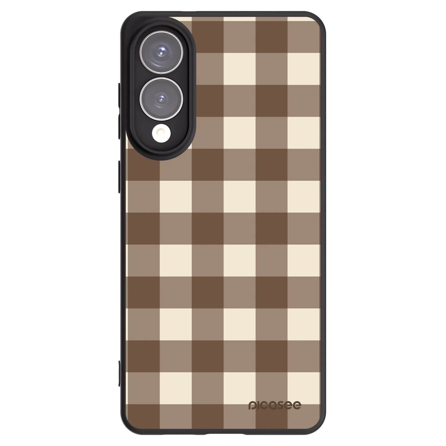 Picasee silikonowe czarne etui na Samsung Galaxy S25 Edge 5G - Brown grid