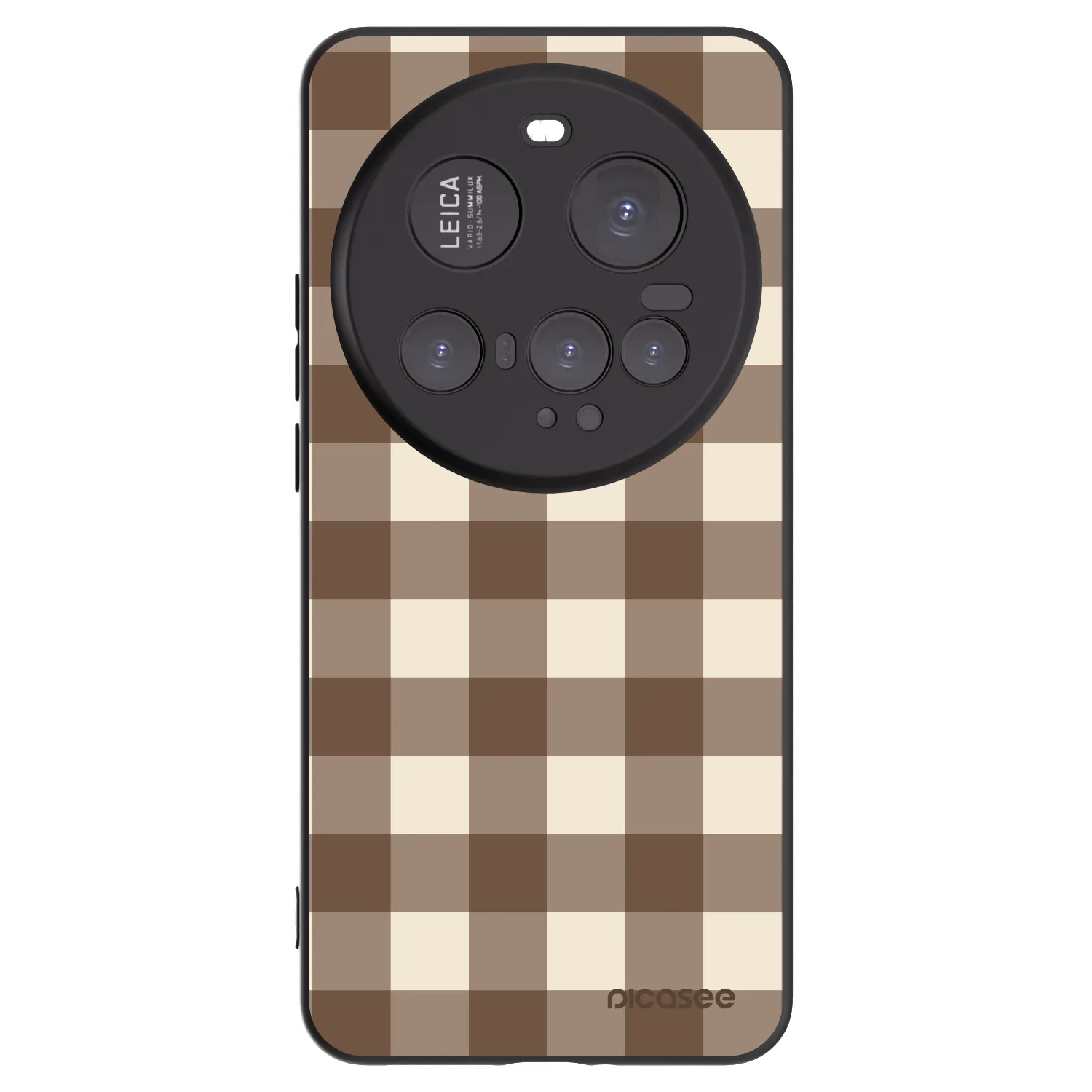 Picasee silikonowe czarne etui na Xiaomi 15 Ultra - Brown grid