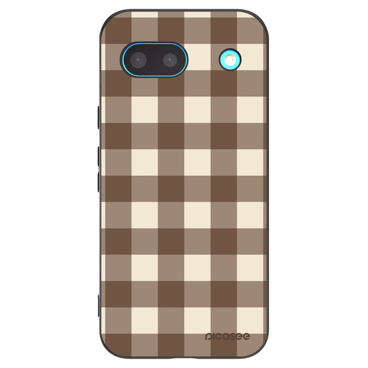Picasee silikonowe czarne etui na Google Pixel 8a - Brown grid