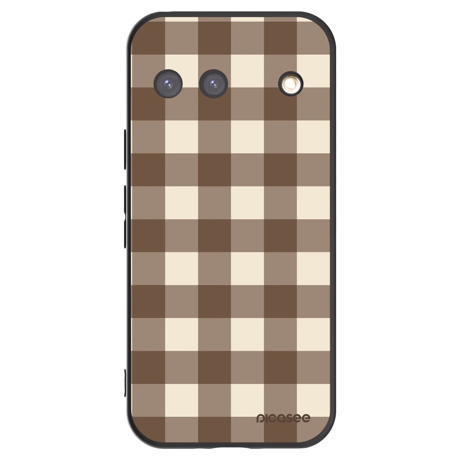 Picasee silikonowe czarne etui na Google Pixel 9 - Brown grid