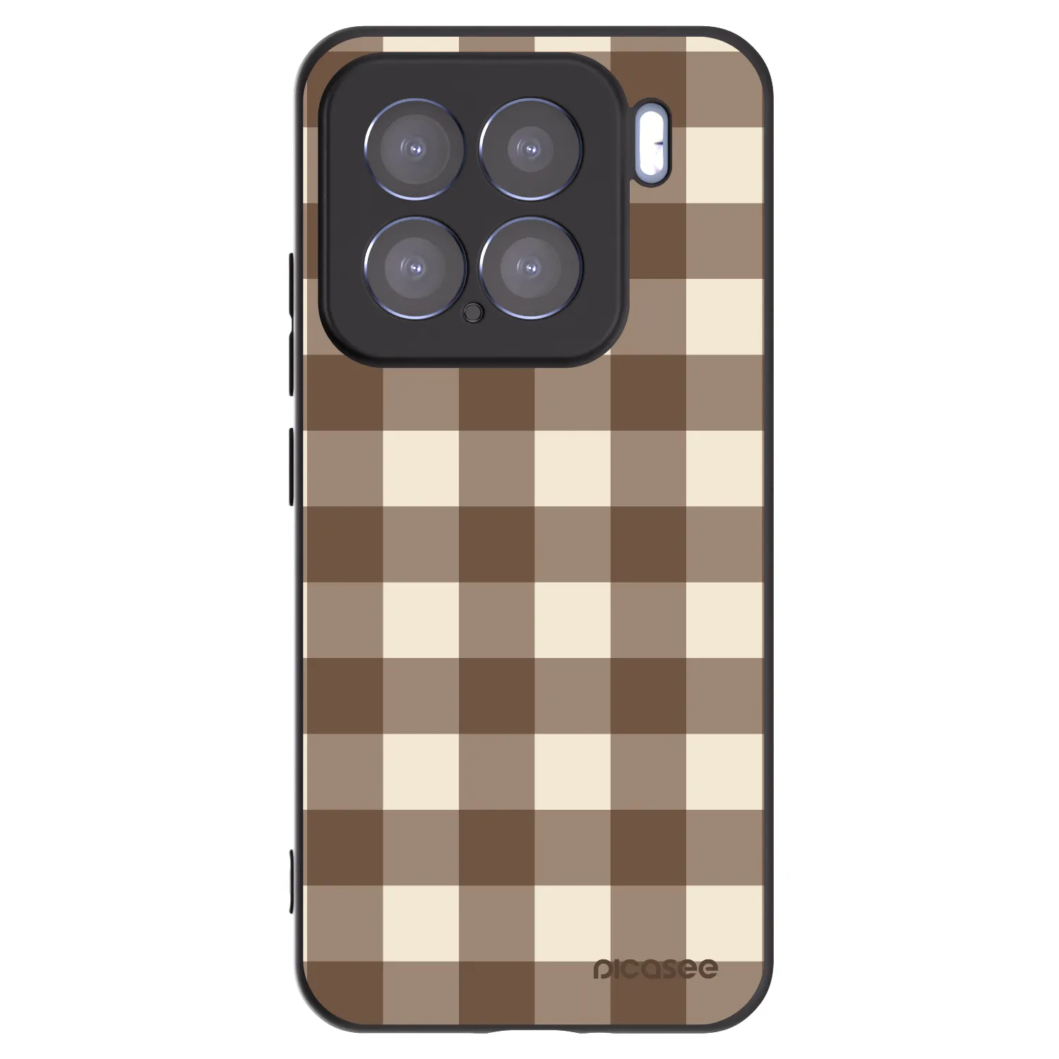 Picasee silikonowe czarne etui na Xiaomi 15 - Brown grid